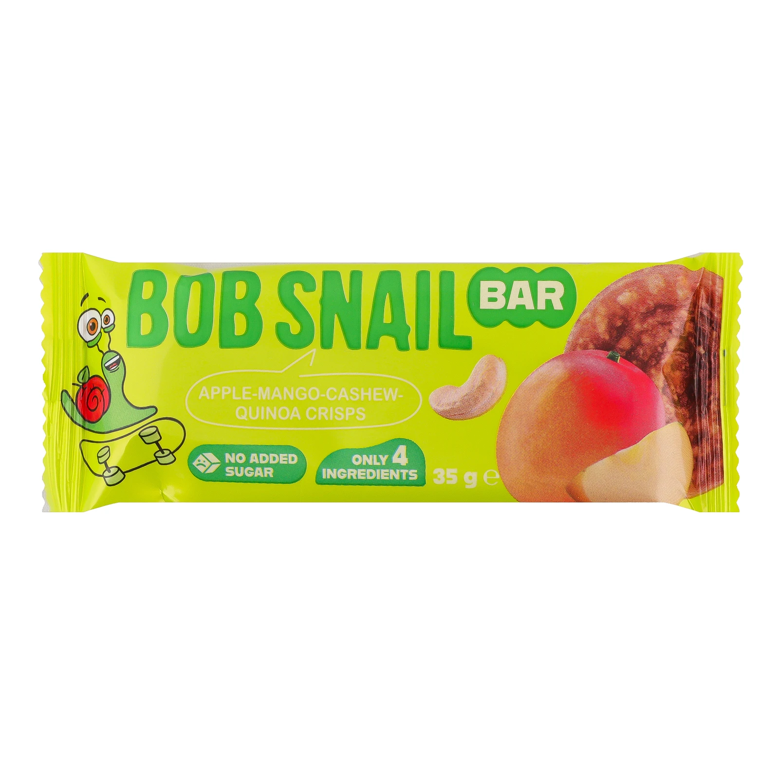 Батончик Bob Snail фруктово-горіховий Яблуко-манго-кеш'ю-кріспи кіноа 35г