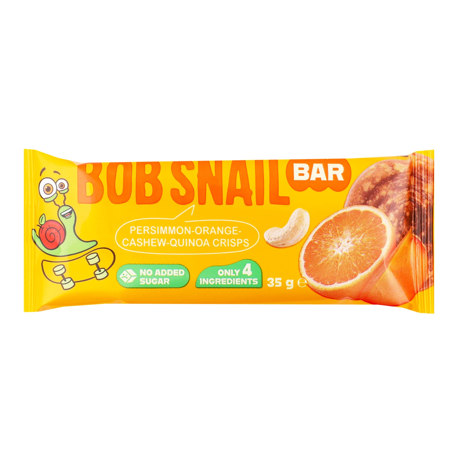 Батончик Bob Snail фруктово-горіховий Хурма-апельсин-кеш'ю-кріспи кіноа 35г Фото №:1