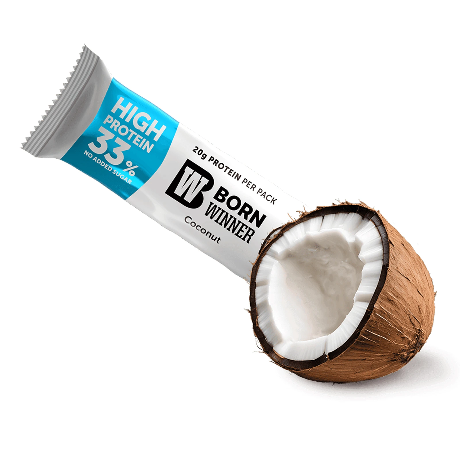 Батончик Born Winner Active протеїновий зі смаком кокосу 60г Фото №:1
