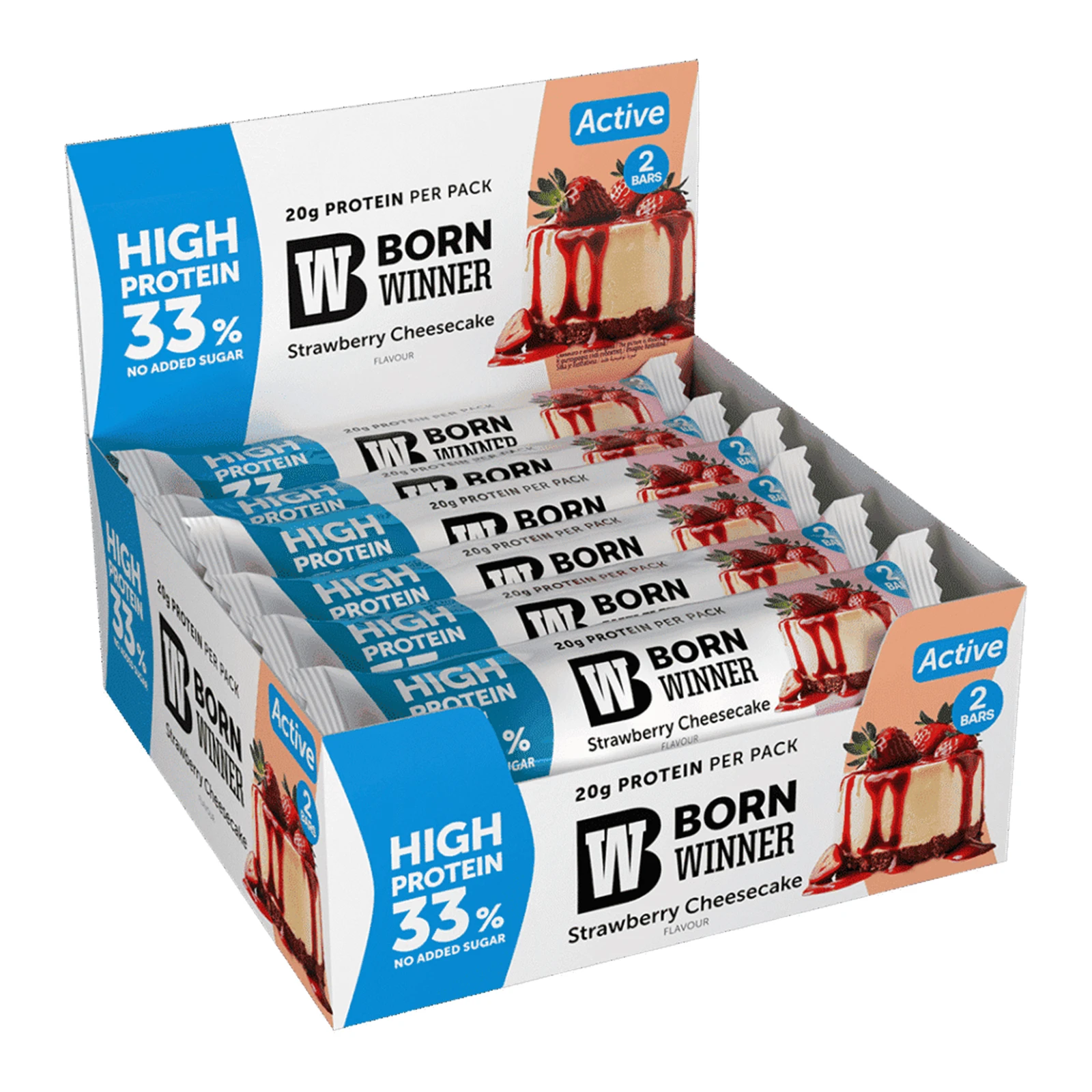 Батончик Born Winner Active протеїновий зі смаком полуничного чізкейку 60г Фото №:2