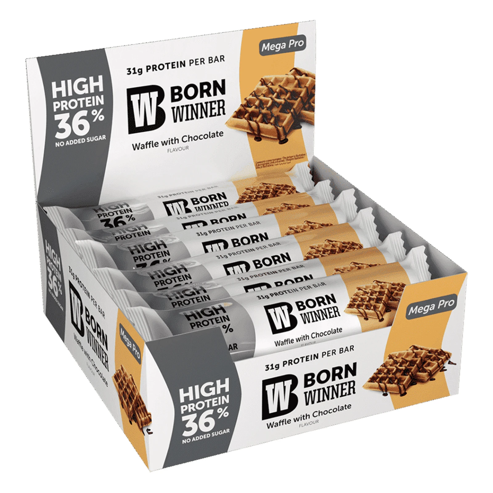 Батончик Born Winner Mega Pro протеїновий зі смаком шоколадної вафлі 85г Фото №:2