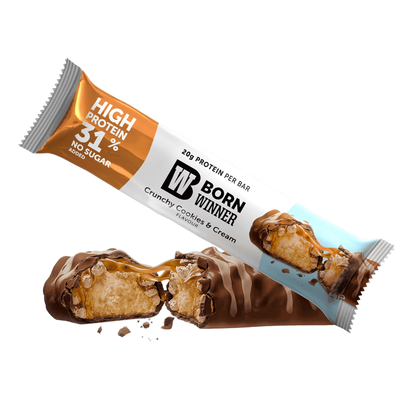 Батончик Born Winner Delux протеїновий зі смаком хрусткого шоколадного крему 64г Фото №:1