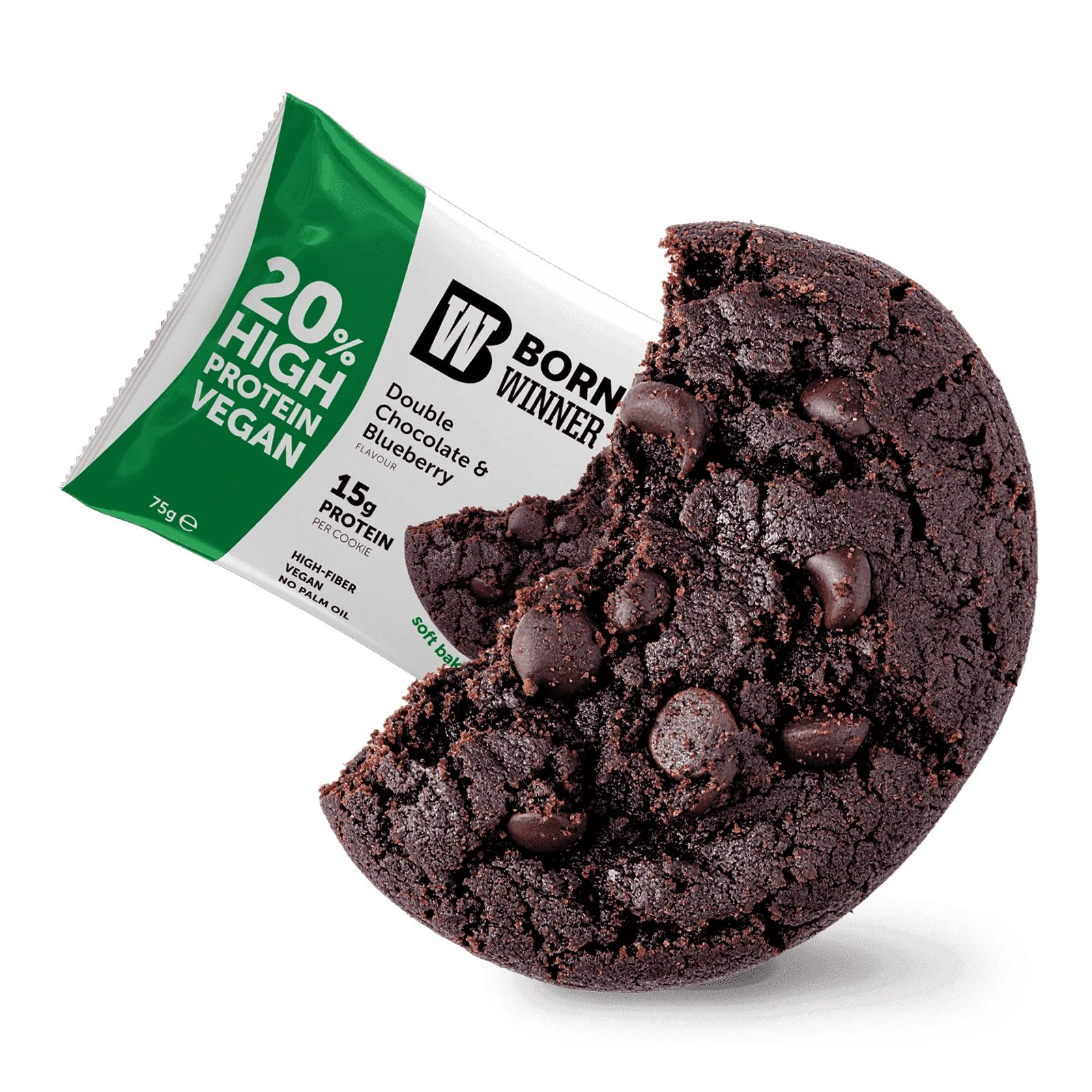 Печиво Born Winner Boost протеїнове зі смаком подвійного шоколадного печива з чорницею 75г Фото №:1