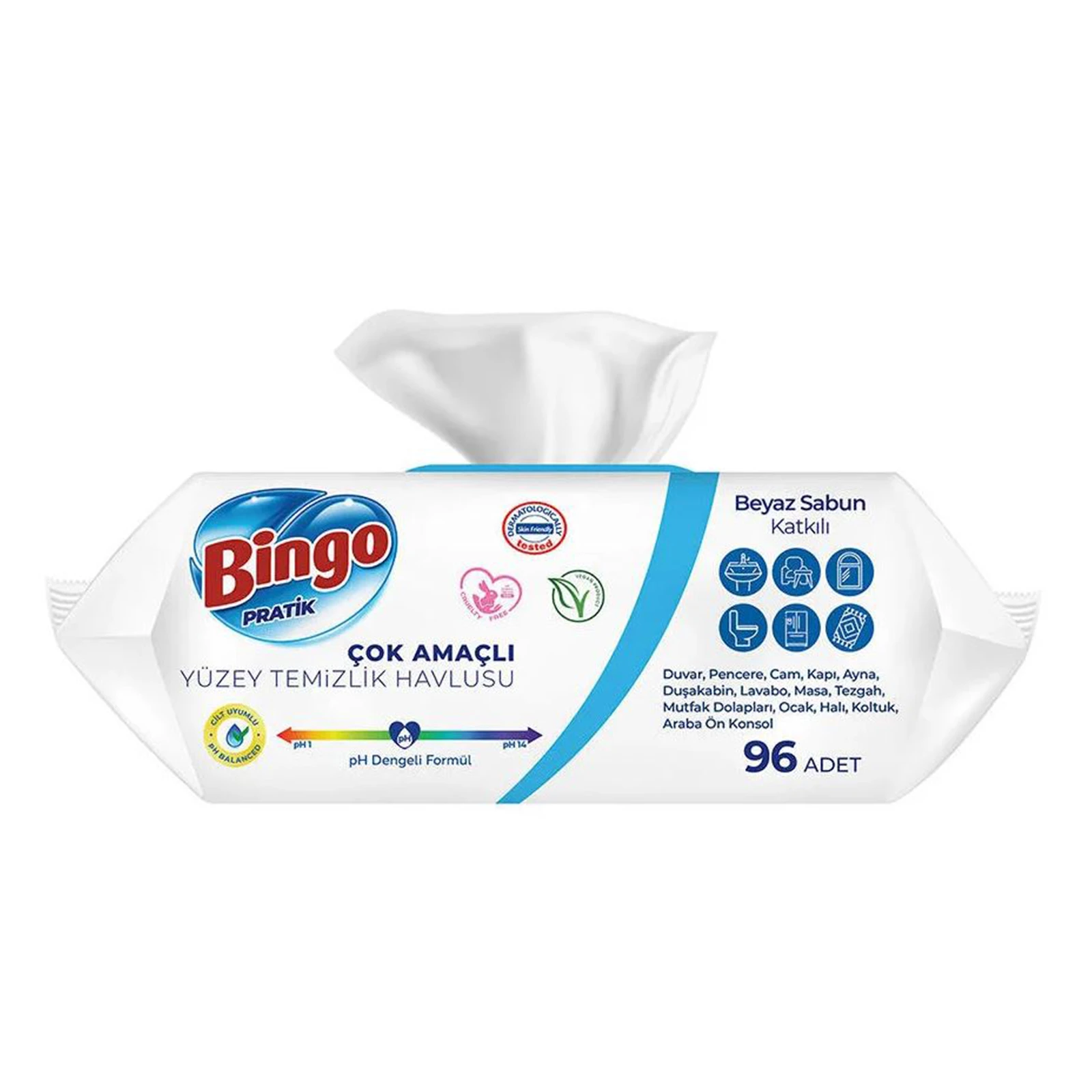 Серветки Bingo pratik 96шт Large белое мило клапан Новинка Фото №:2