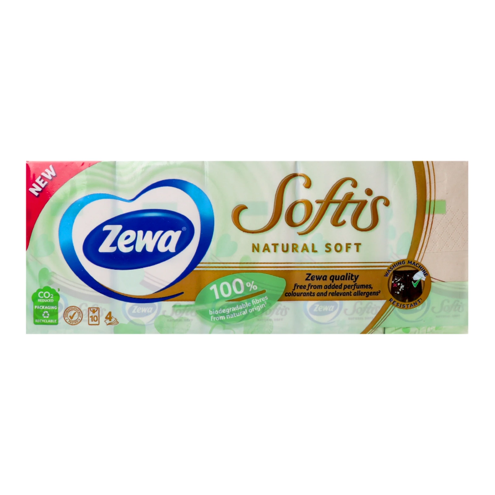 Хустинки паперові Zewa 109шт Natural soft softis 4шари Фото №:2