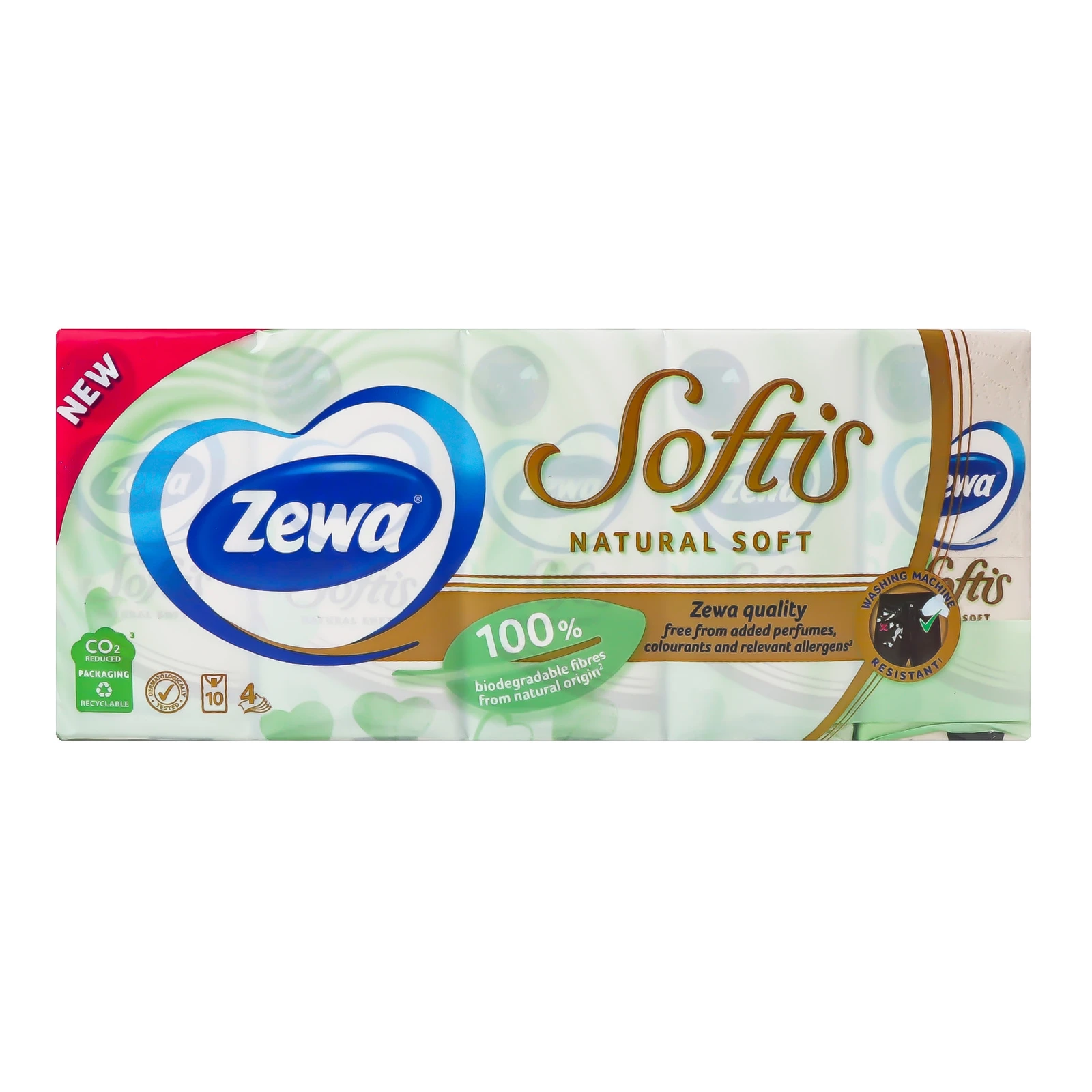 Хустинки паперові Zewa 109шт Natural soft softis 4шари Фото №:1