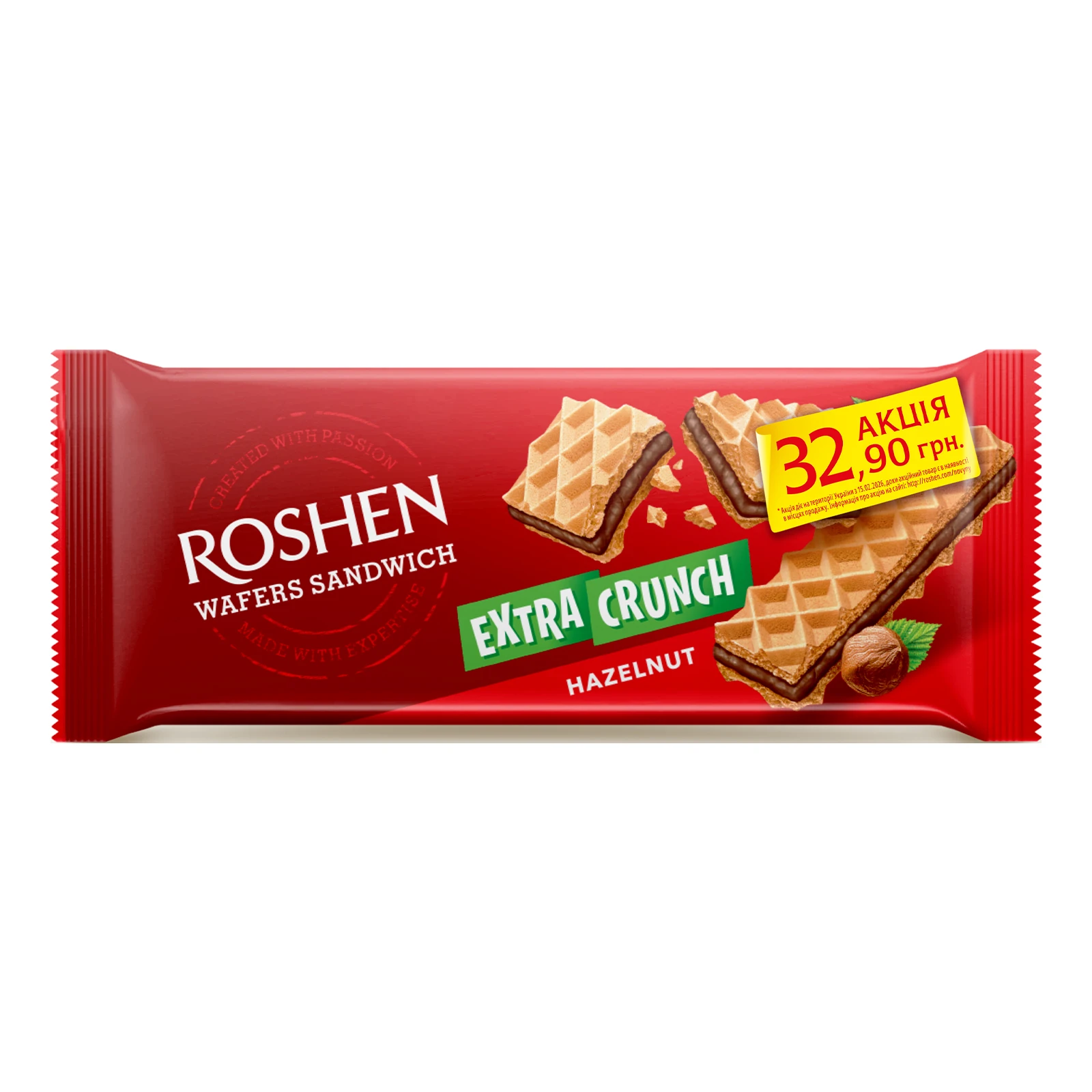 Вафлі Roshen 142г Wafers Hazelnut extra crunch сендвіч Акція Фото №:1