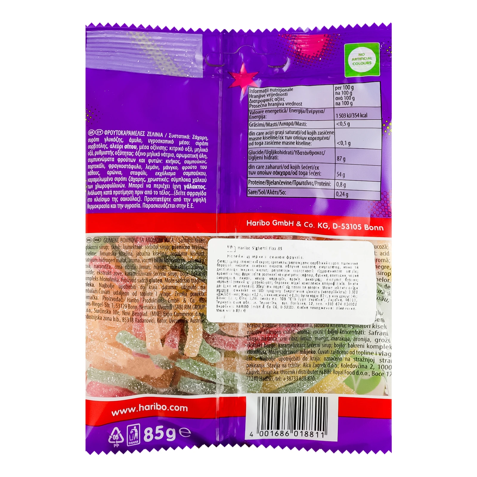 Цукерки желейні Haribo S'ghetti Fizz зі смаком фруктів 85г Фото №:2