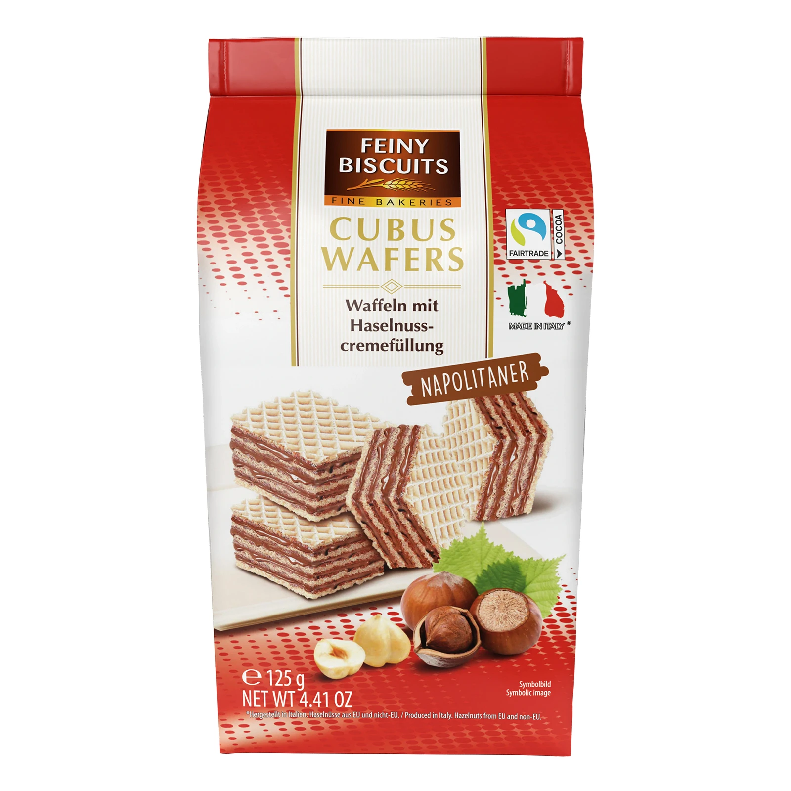Вафлі Feiny Biscuits Cubus Napolitaner з кремовою начинкою  125г