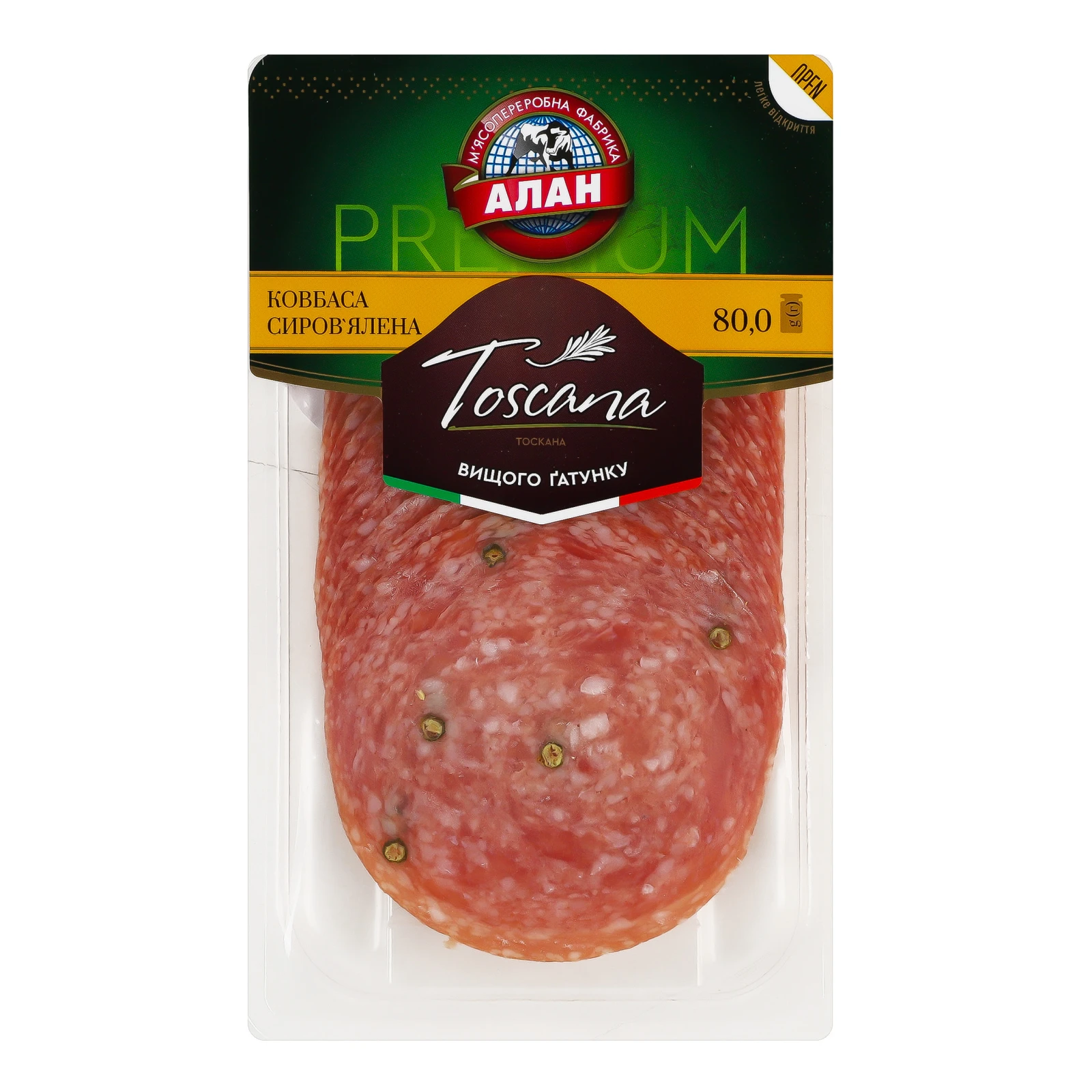Ковбаса Алан 80г Тоскано с/в нарізка Фото №:1