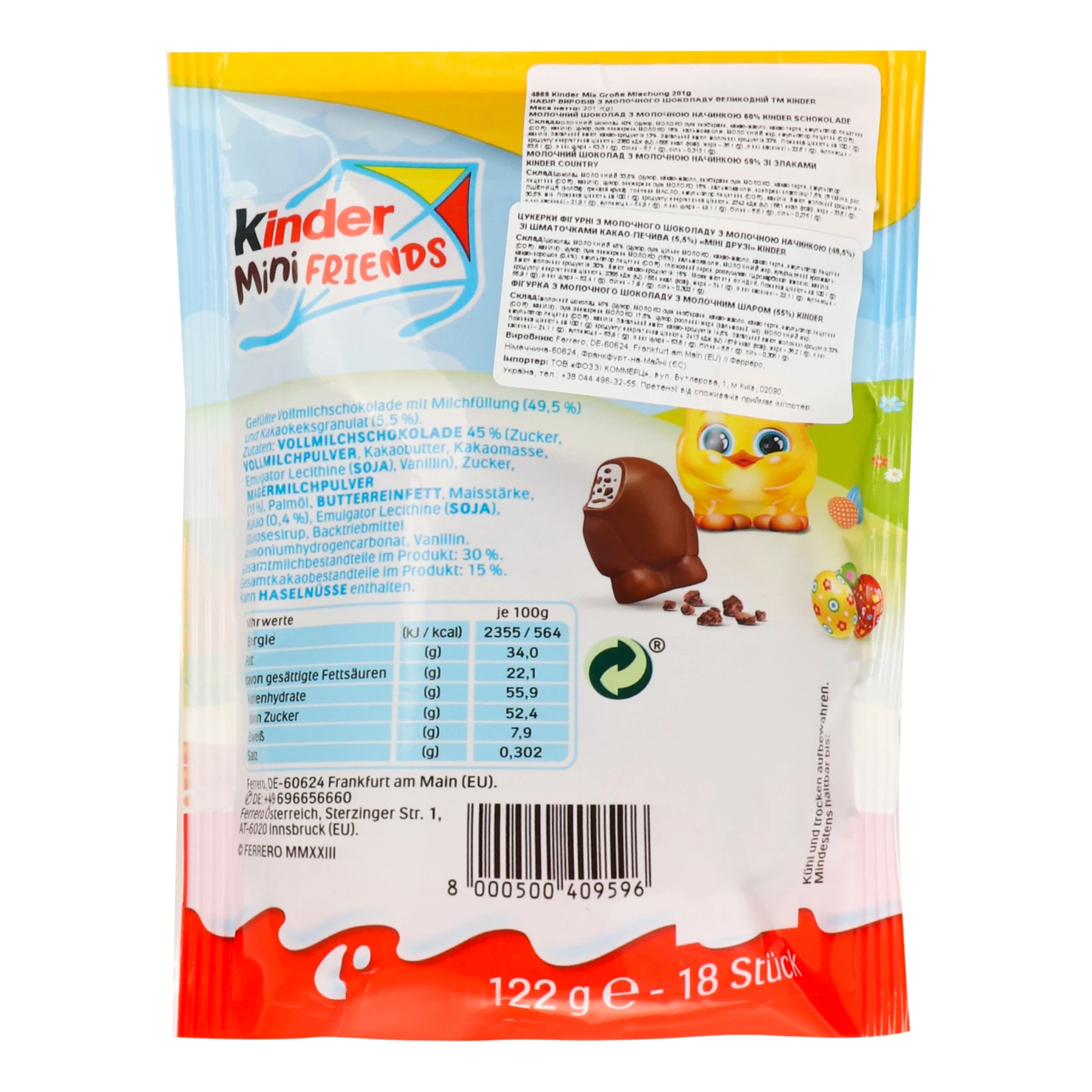 Цукерки Kinder Mini Friends Великодні фігурні з молочного шоколаду з молочною начинкою 122г Фото №:2