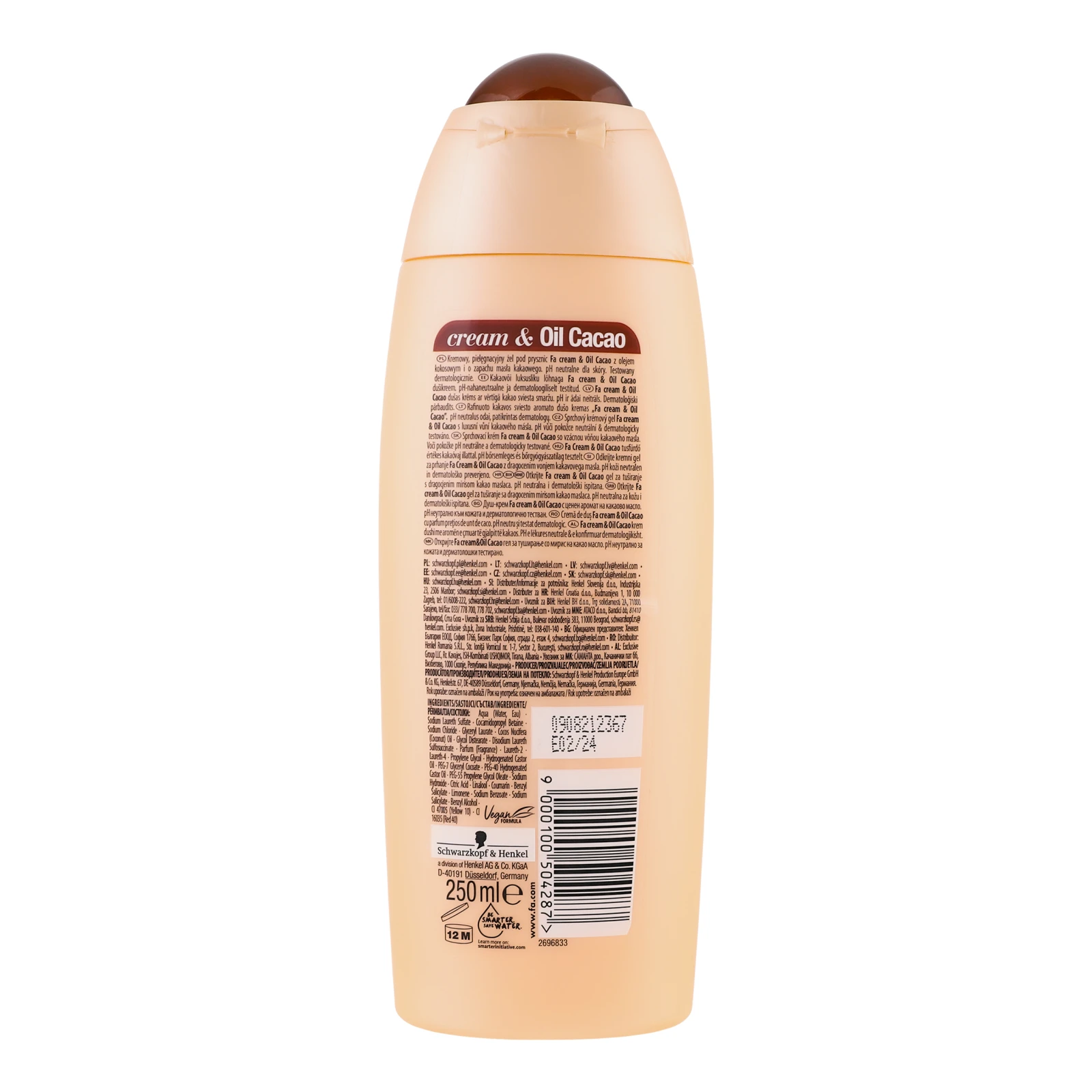 Гель для душу Fa 250мл Cream&oil з олією кокоса та ароматом олії какао Новинка Фото №:2