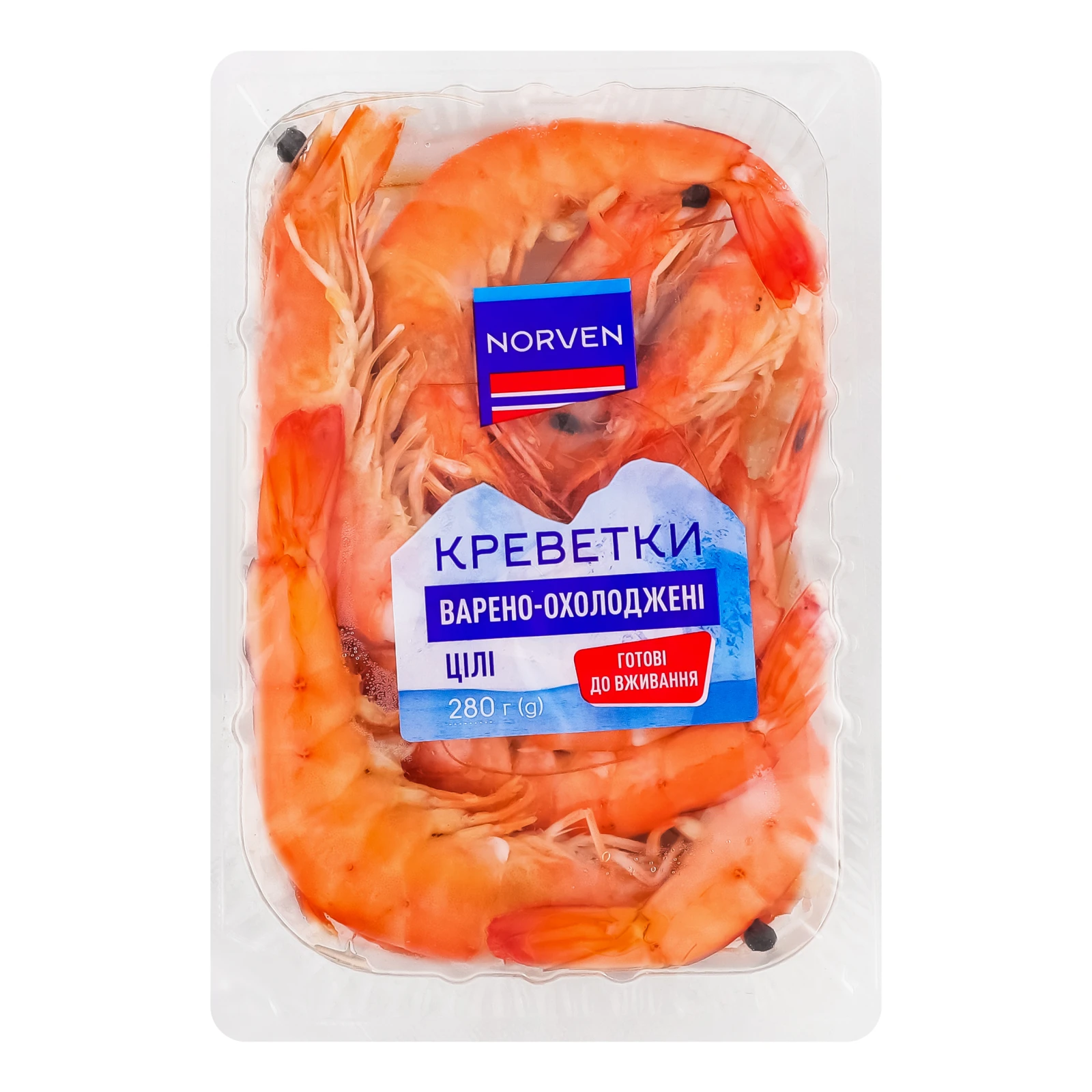 Креветки Norven 20/40 цілі варено-охолоджені 280г