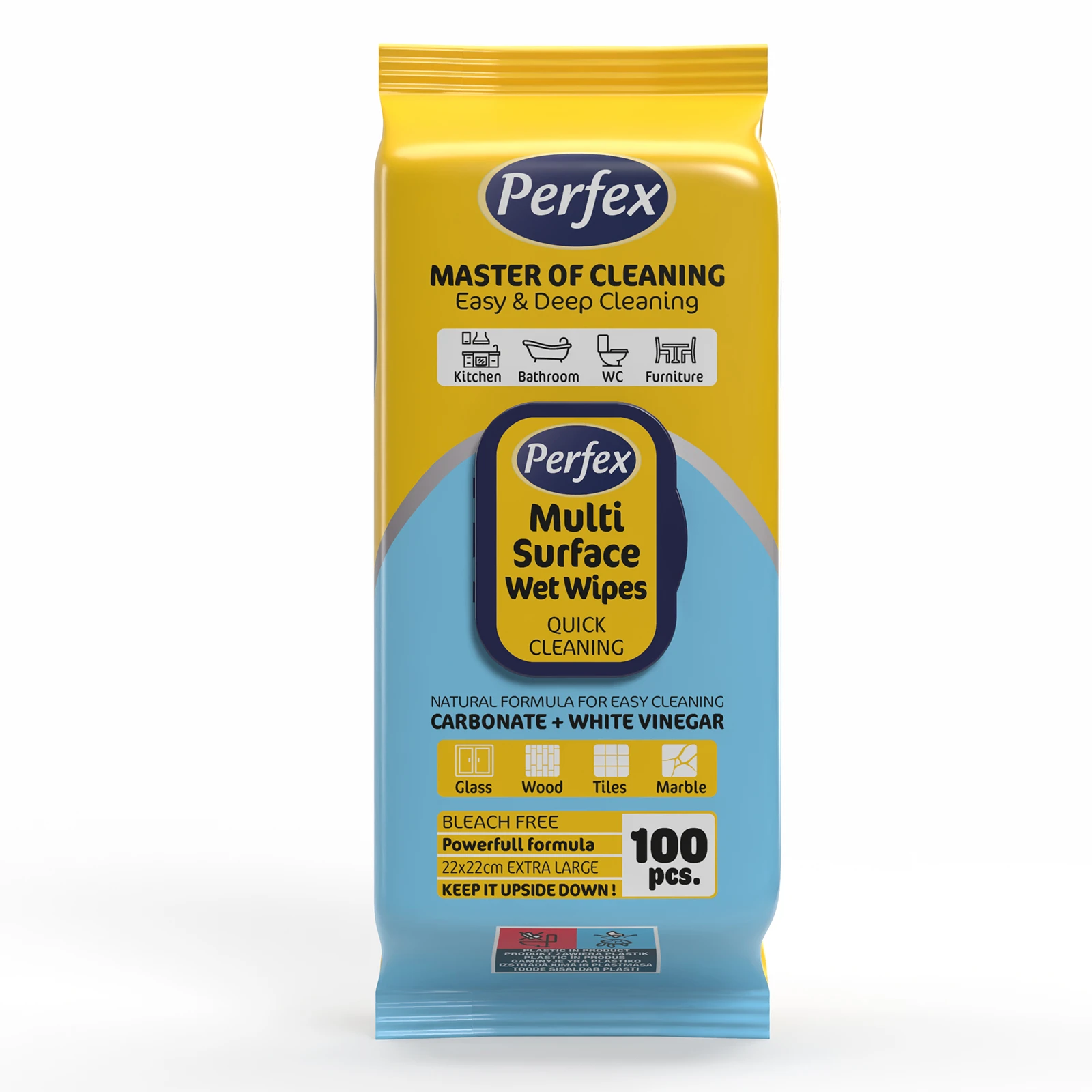 Серветки Perfex 100шт вологі для очищення поверхонь з клапаном Новинка Фото №:1
