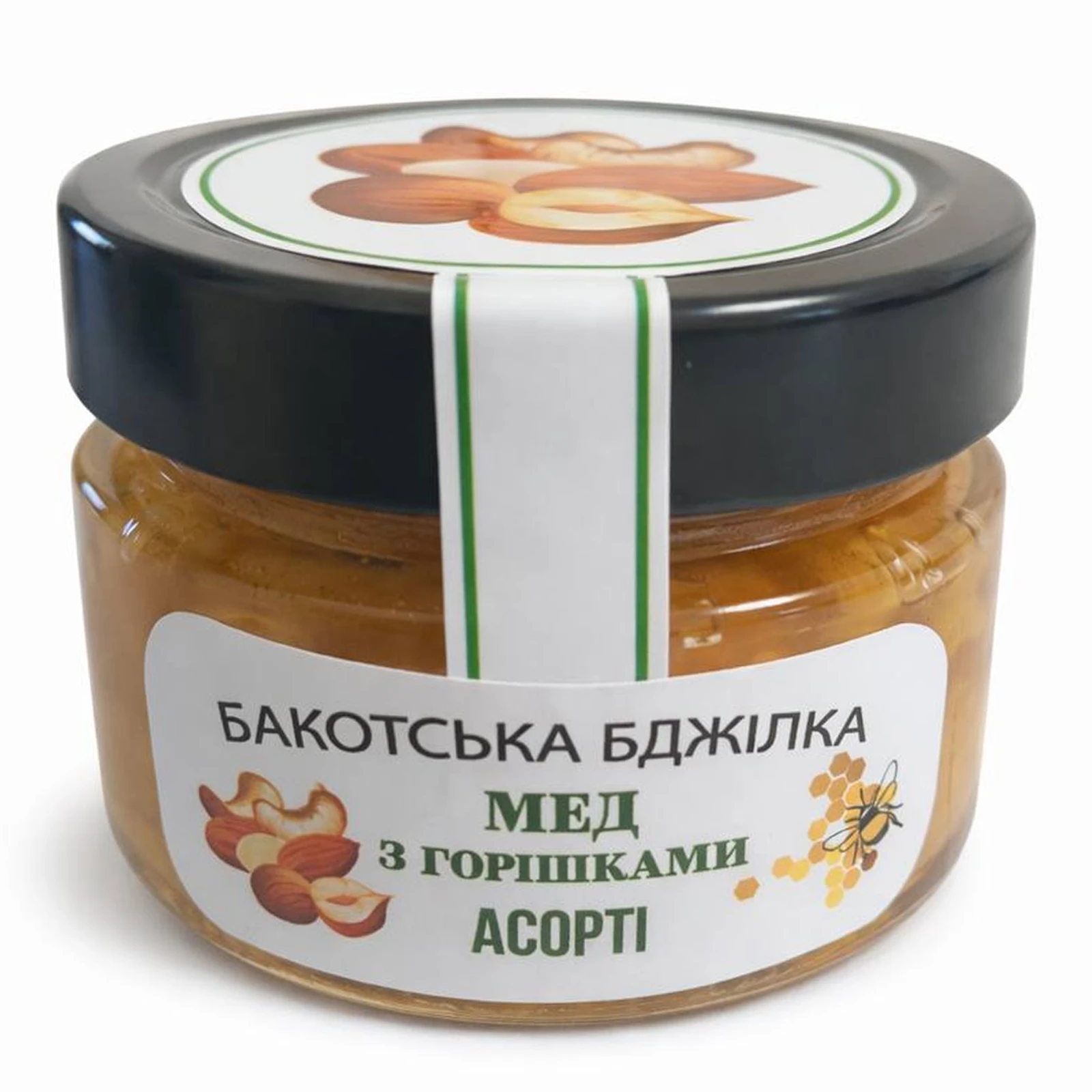 Мед Бакотська Бджілка 160г з горіхами Новинка Фото №:1