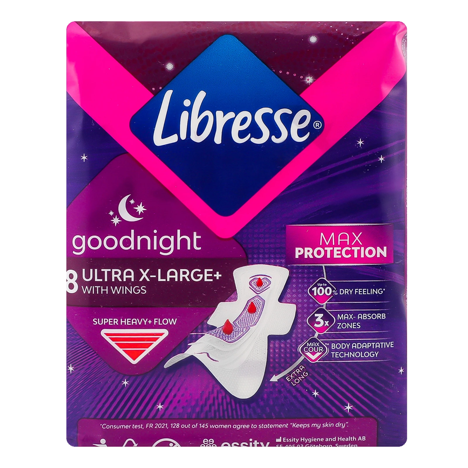 Прокладки Libresse 8шт goodnight extra ultra thin гігієнічні Новинка Фото №:1