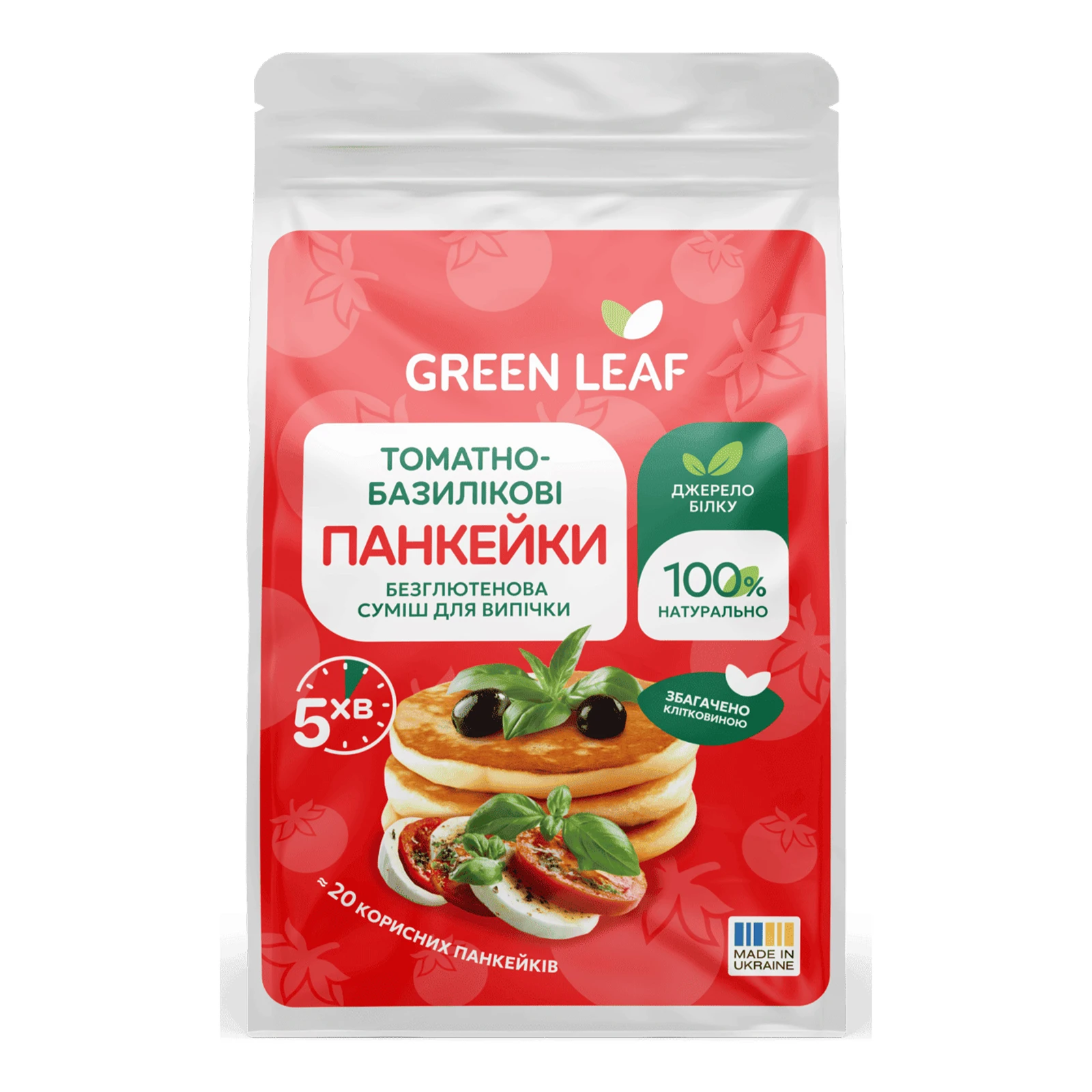 Суміш для випічки Green Leaf 300г Панкейки томатно-базилікові Новинка Фото №:1