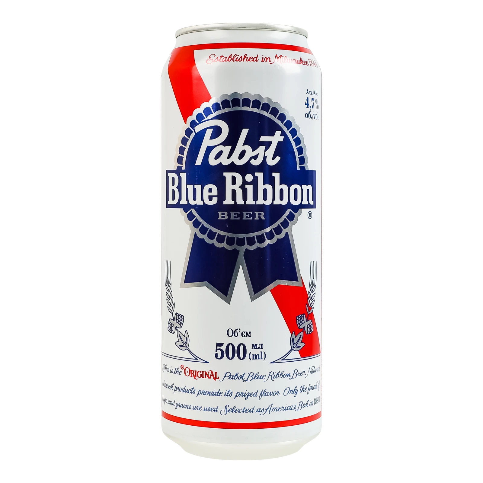 Пиво Pabst Blue Ribbon світле фільтроване пастеризоване 4.7% 0.5л