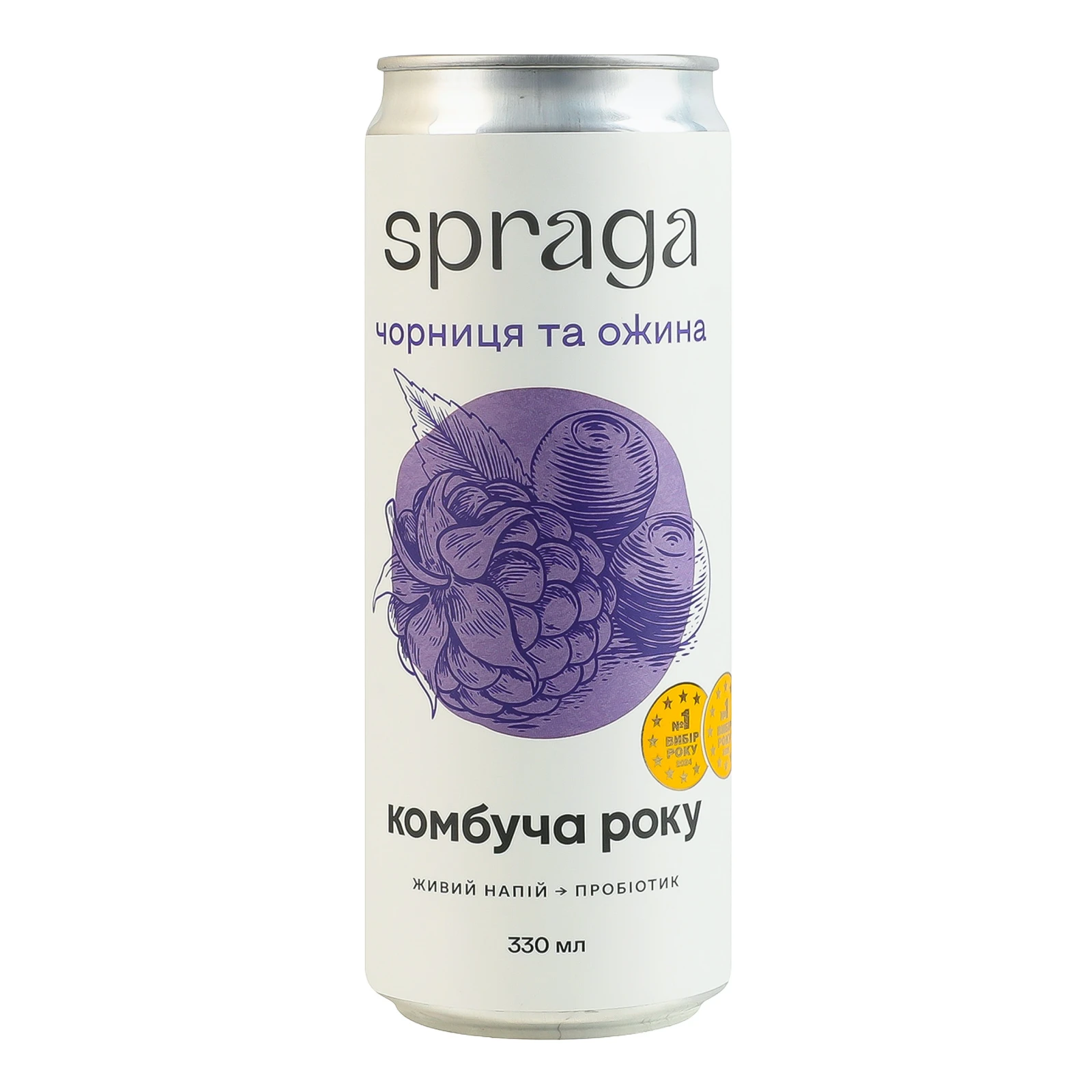 Напій Spraga Комбуча слабогазований непастеризований Чорниця та ожина 330мл Фото №:1