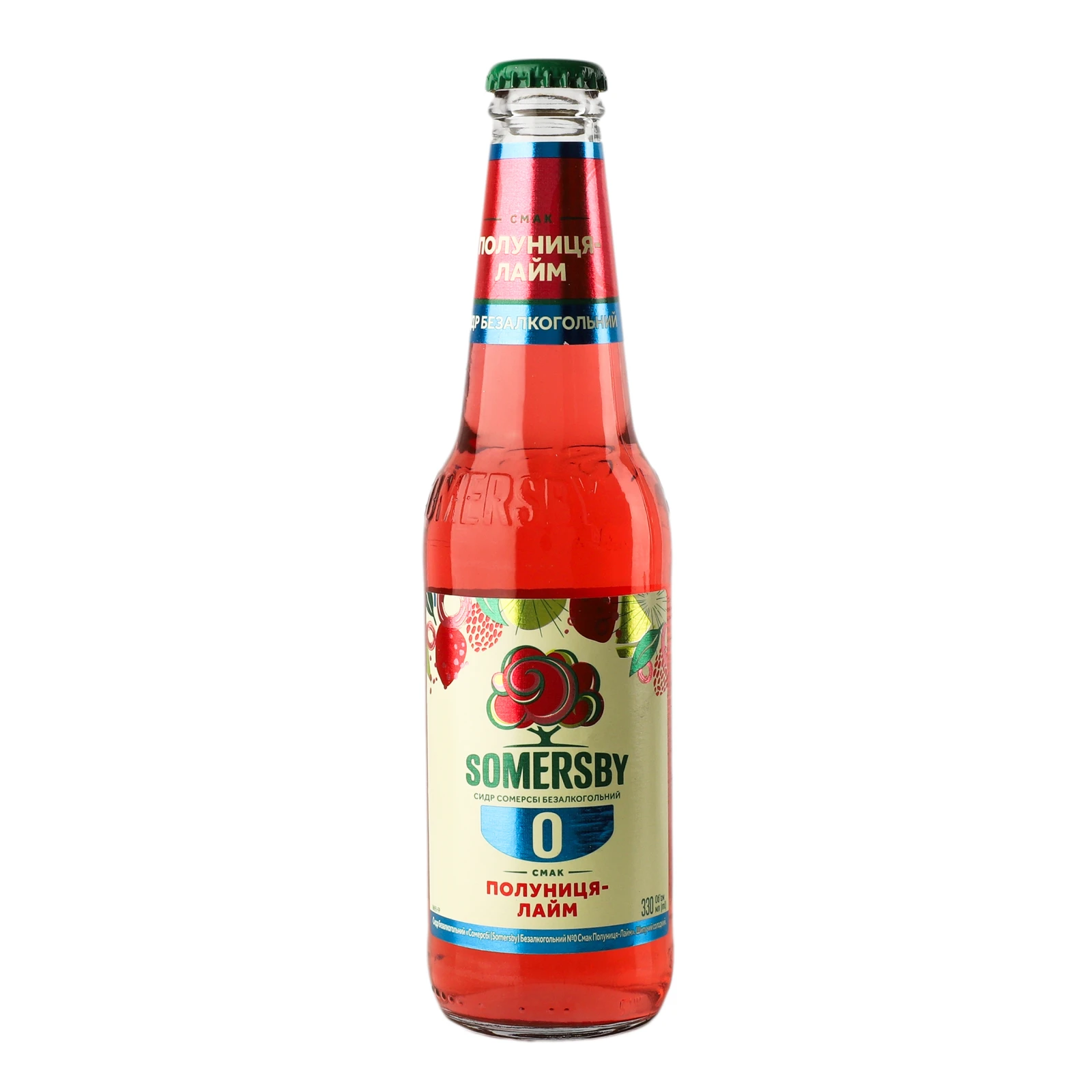 Сидр Somersby безалкогольний шипучий солодкий смак Полуниця-лайм 0% 0.33л