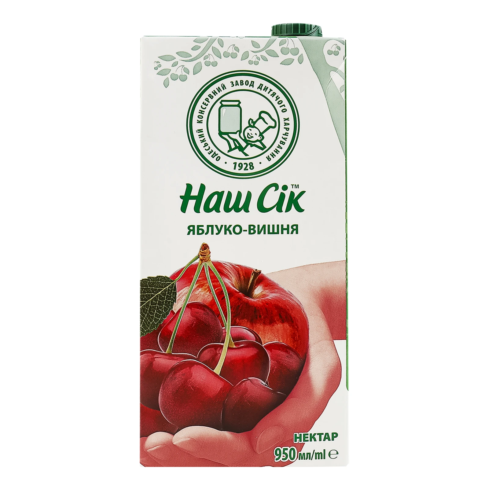 Нектар Наш сік пастеризований Яблуко-вишня 950мл Фото №:1