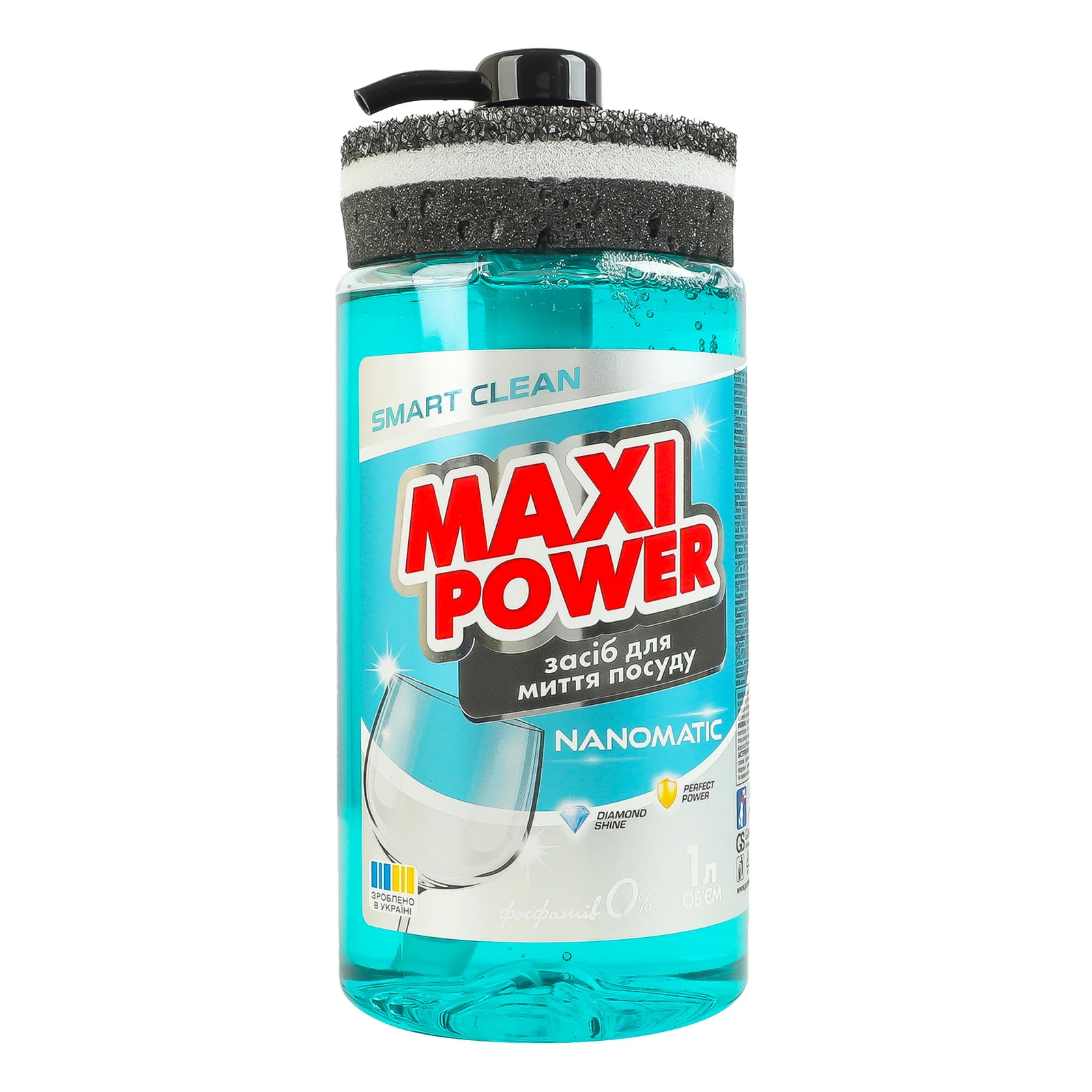 Засіб для миття Maxi Power Nanomatic для посуду зі скла, пластмаси, порцеляни з ароматом Яблуко-груша 1л Фото №:1