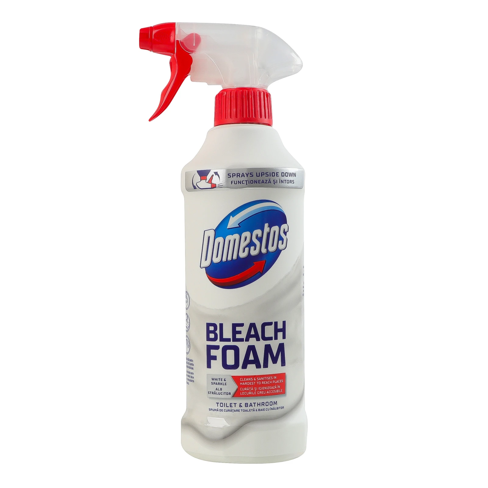 Засіб для чищення Domestos для унітазу та ванної Відбілювання та блиск спрей-піна 435мл Фото №:1