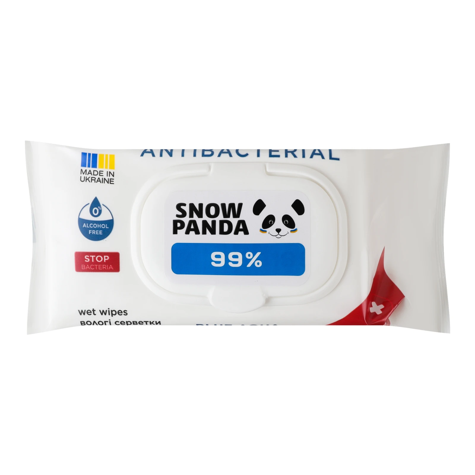 Серветки Snow panda 100шт вологі Blue aqua antibacterial Новинка Фото №:1