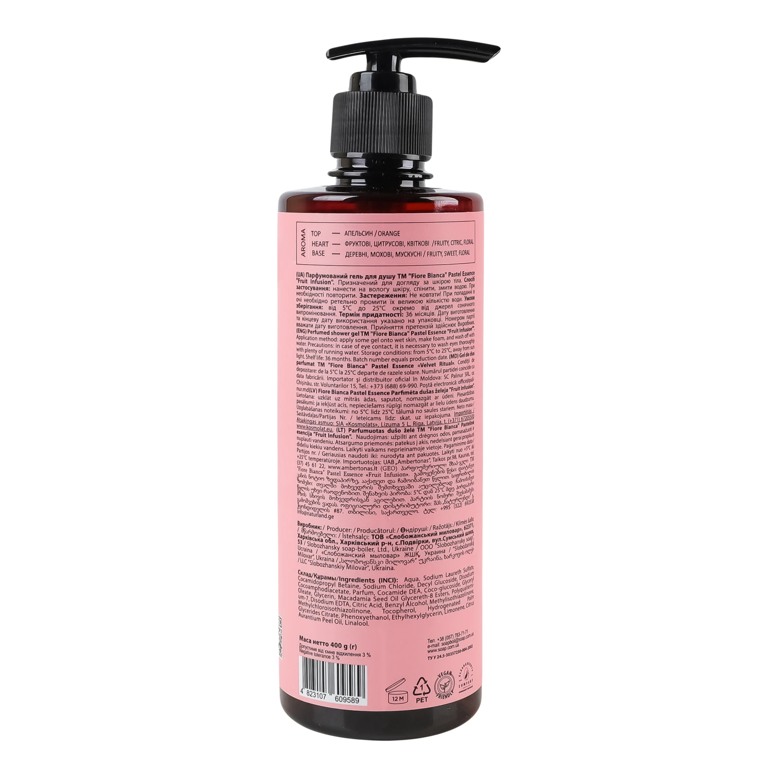 Гель для душу Fiore Bianca Pastel Essence парфумований Fruit Infusion 400г фото 2