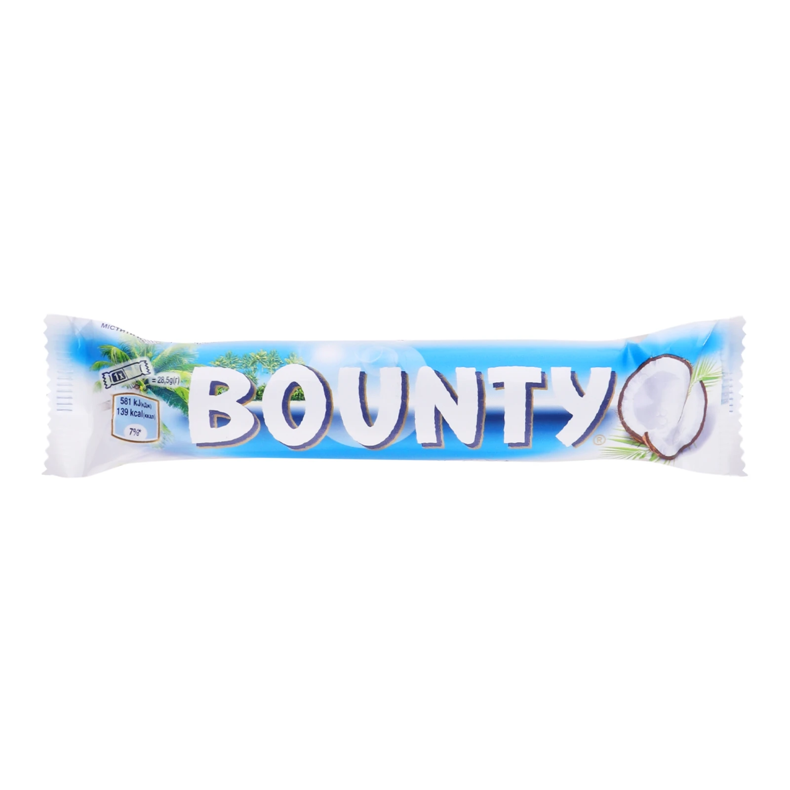 Цукерка Bounty з м'якоттю кокоса вкрита молочним шоколадом 2*28.5г/уп Фото №:1
