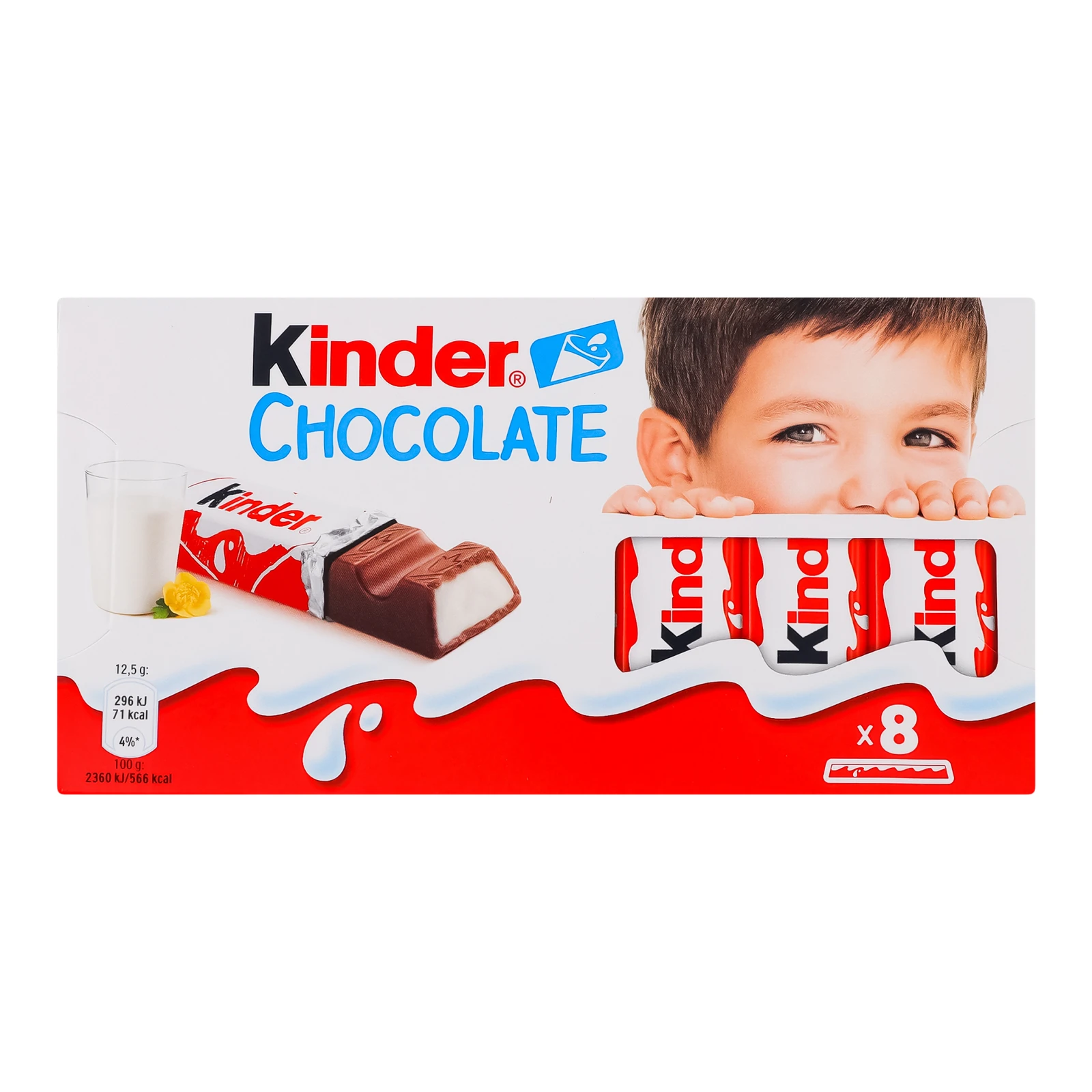 Шоколад Kinder Chocolate молочний з молочною начинкою 8*12.5г Фото навігації №:1