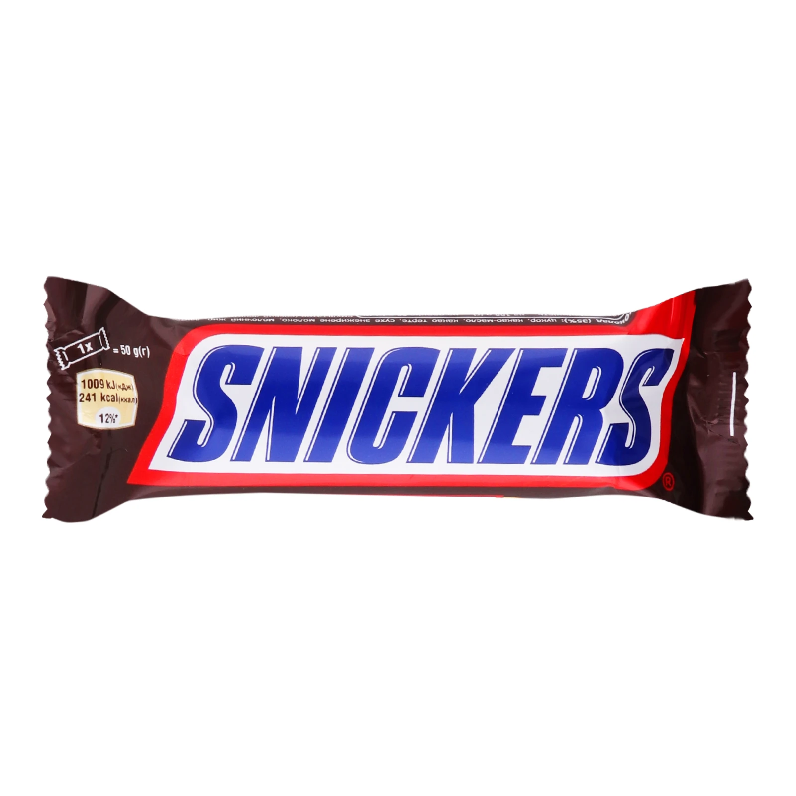 Батончик Snickers зі смаженим арахісом карамеллю і нугою вкритий молочним шоколадом 50г Фото №:1
