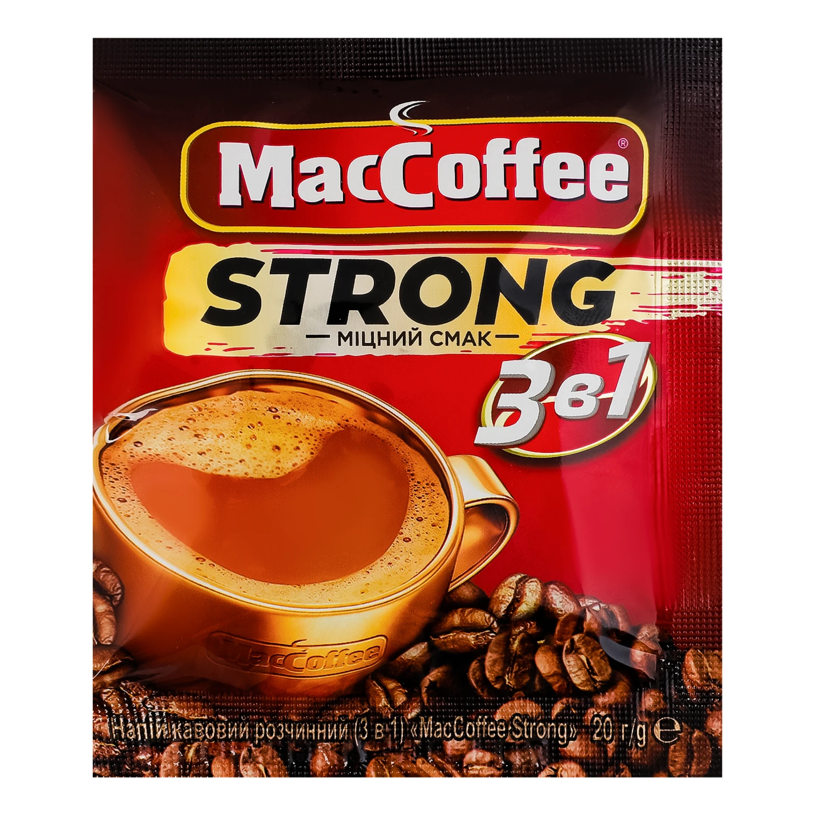 Напій кавовий MacCoffee Strong 3в1 розчинний 20г Фото №:1