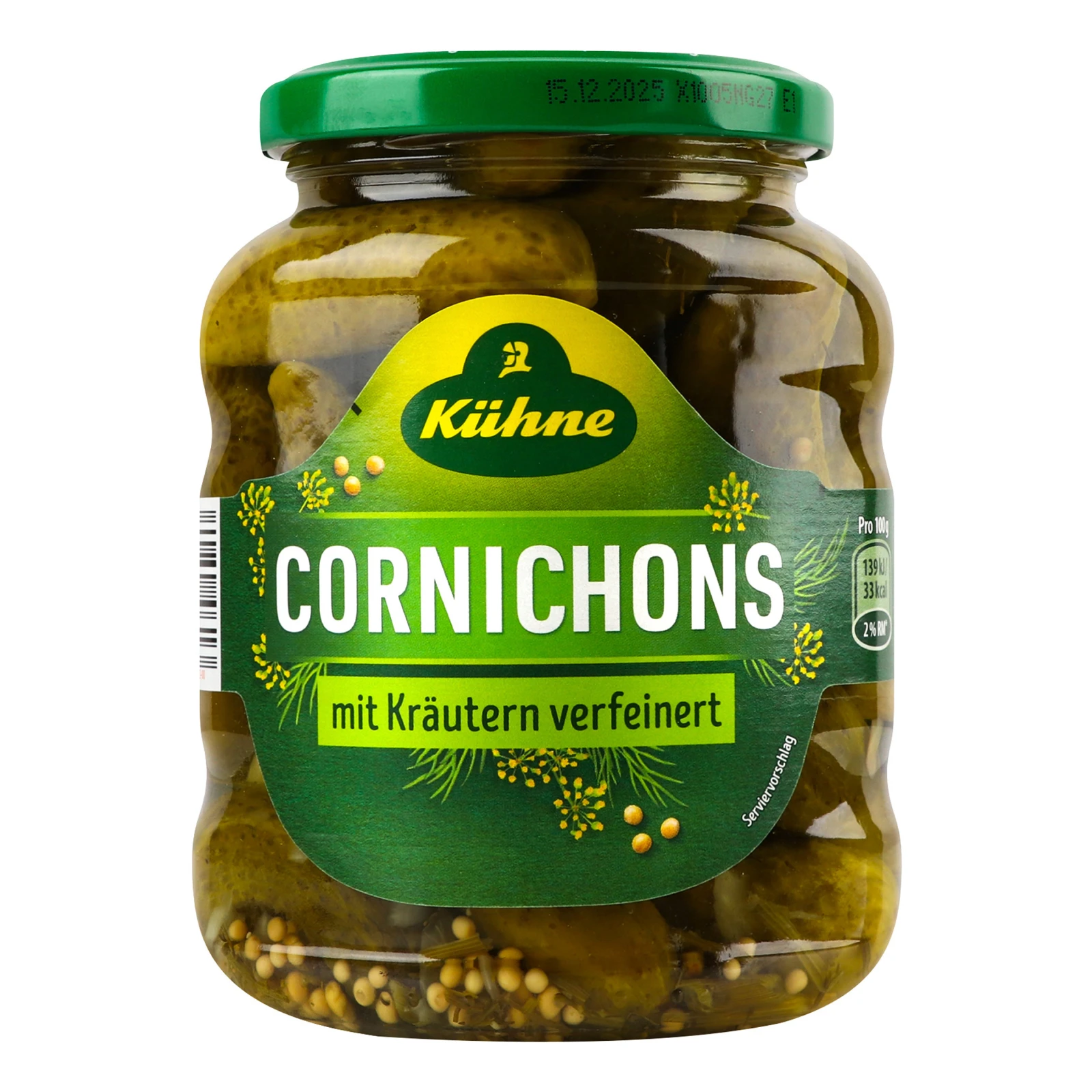 Огірки Kuhne Корнішони в маринаді 330г Фото №:1