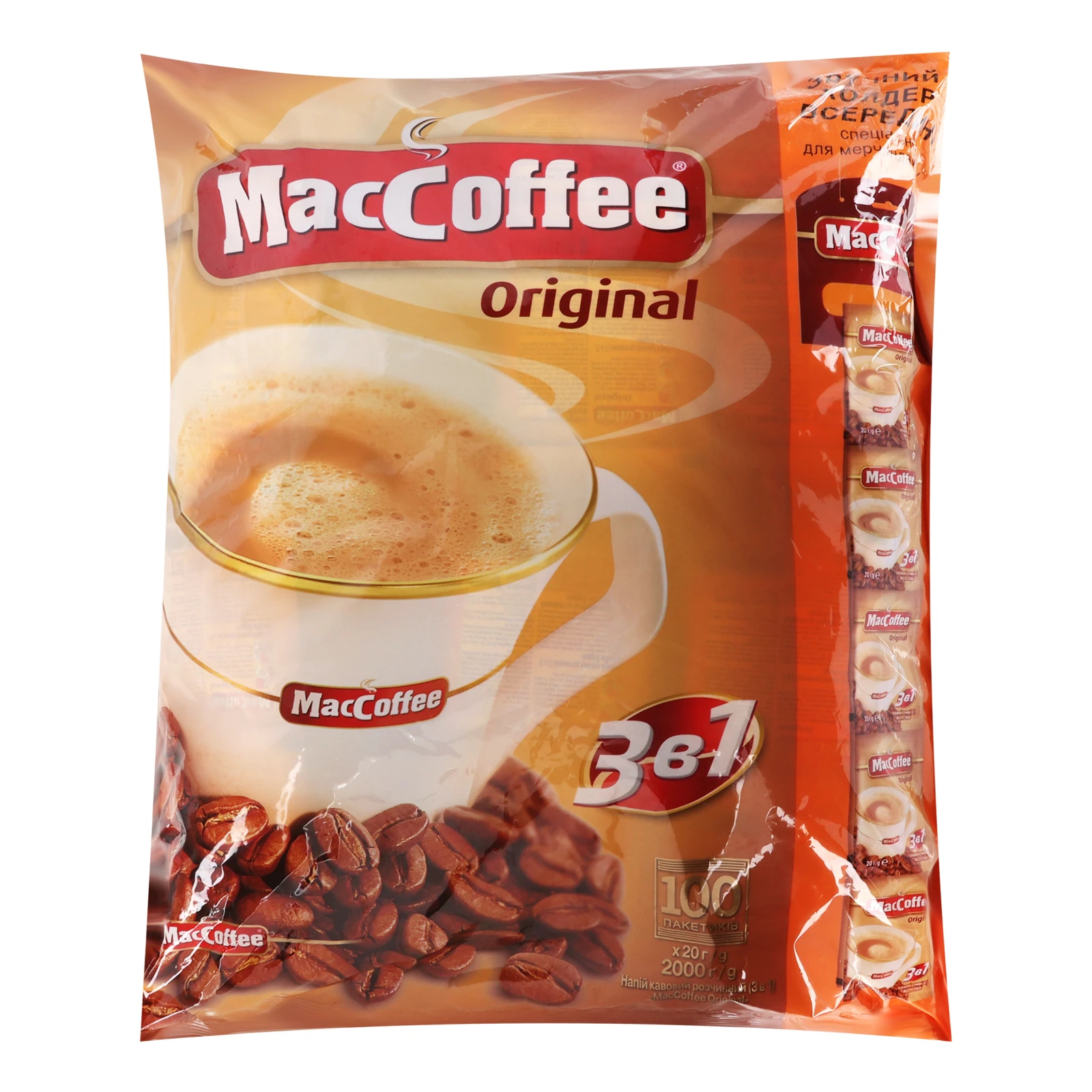 Напій кавовий MacCoffee Original 3в1 розчинний 100*20г/уп Фото №:1