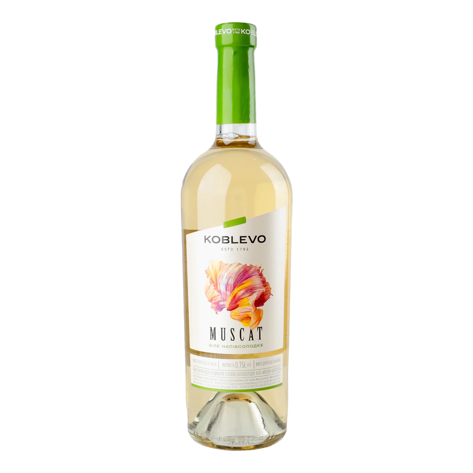 Вино Koblevo Muscat біле напівсолодке 9-12% 0.75л Фото №:1