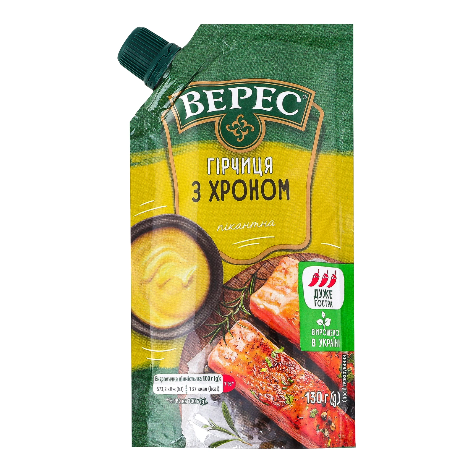 Гірчиця Верес з хроном пікантна нестерилізована 130г Фото №:1