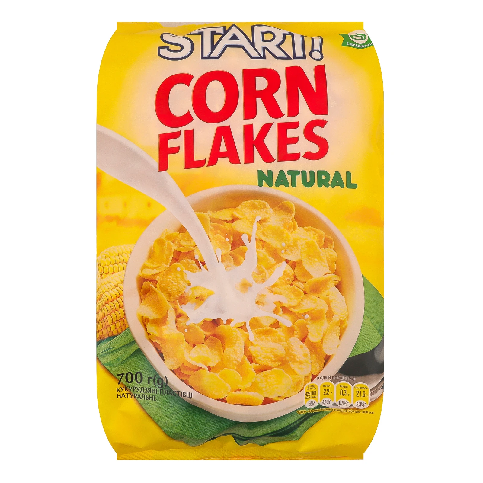 Сніданок сухий Start! пластівці кукурудзяні натуральні 700г Фото №:1