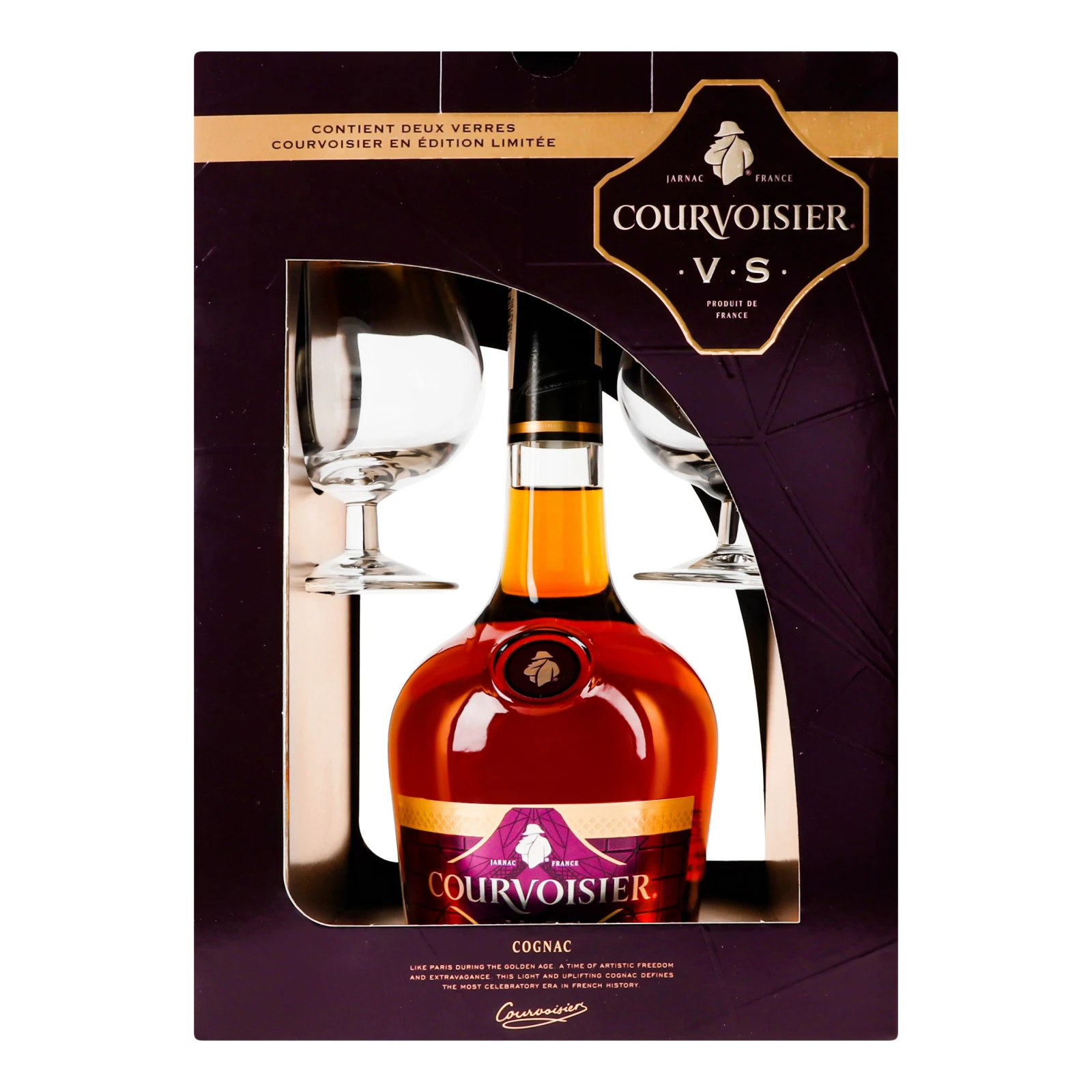 Набір Courvoisier коньяк VS 40% 0.7л + 2 келиха Фото №:1