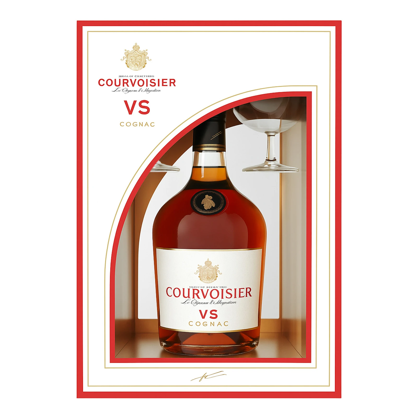 Набір Courvoisier коньяк VS 40% 0.7л + 2 келиха Фото навігації №:1