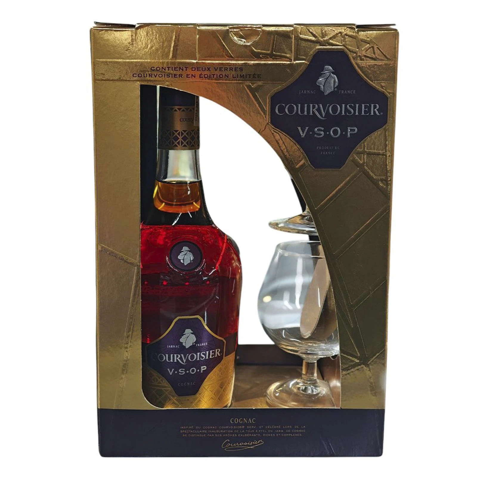 Набір Courvoisier коньяк VSOP 40% 0.7л + 2 келиха Фото №:1