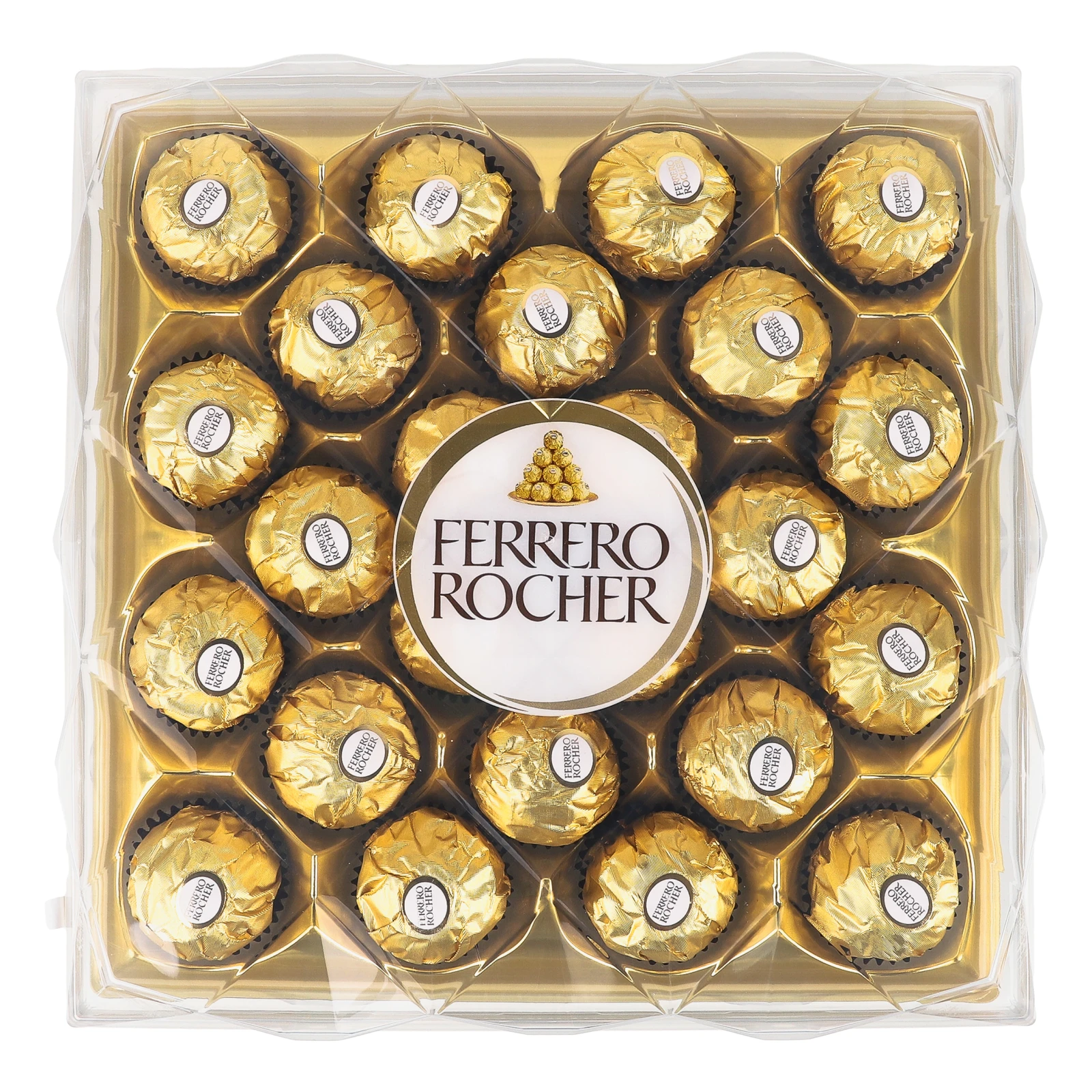 Цукерки Ferrero Rocher вафельні покриті молочним шоколадом та подрібненими лісовими горіхами з начинкою 300г Фото навігації №:1