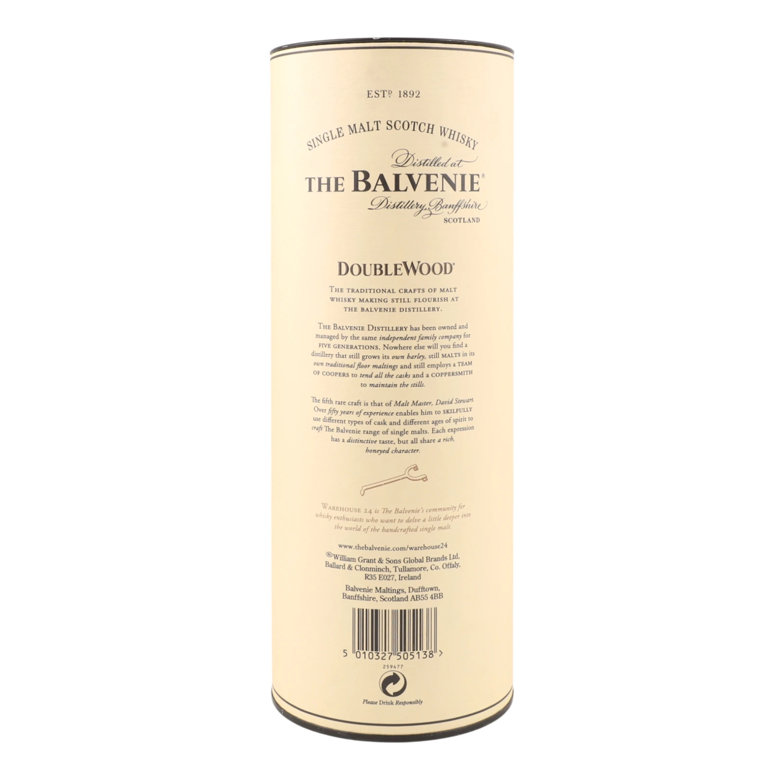 Віскі Balvenie Doublewood 12YO шотландське односолодове 40% 0.7л в тубусі Фото №:2
