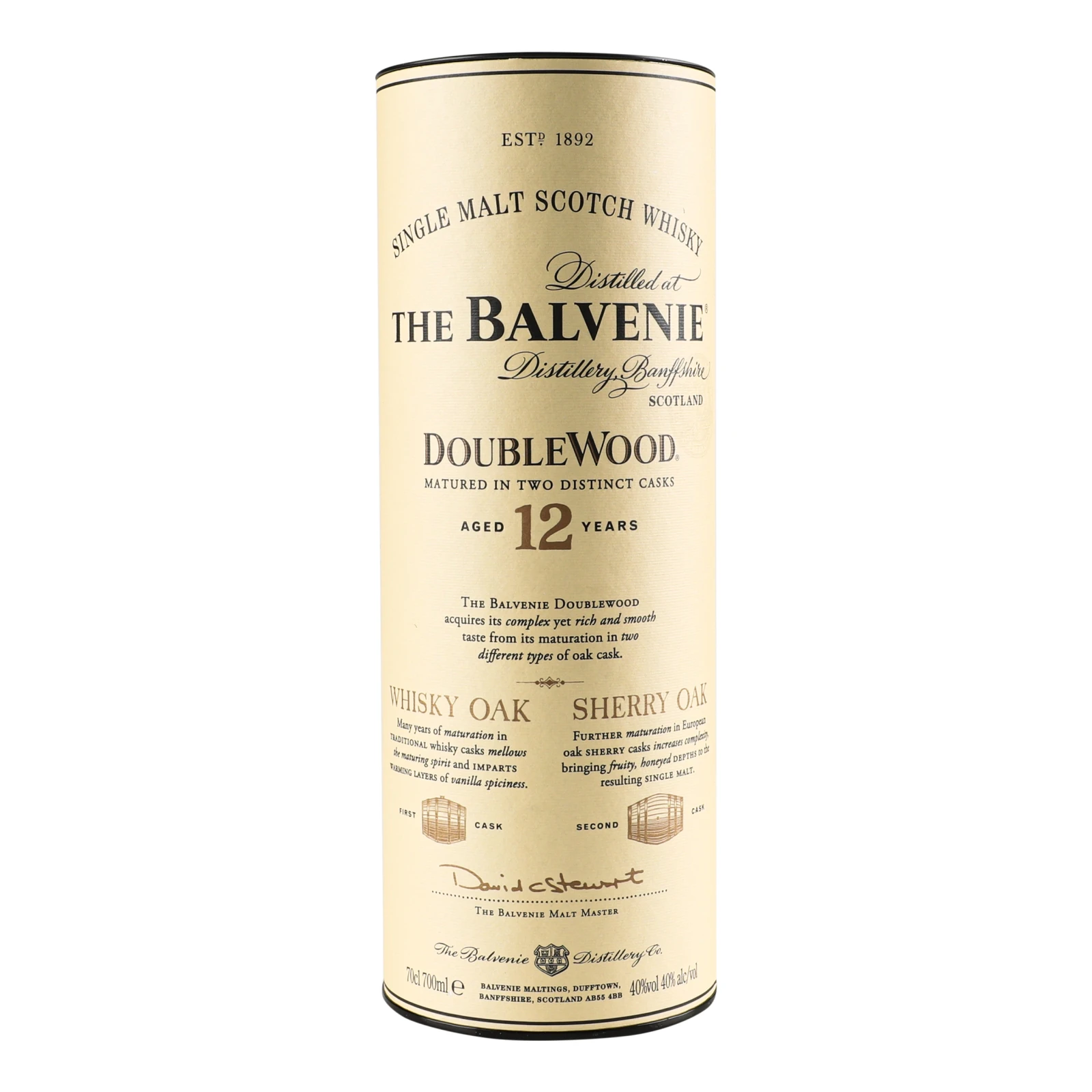 Віскі Balvenie Doublewood 12YO шотландське односолодове 40% 0.7л в тубусі Фото №:1
