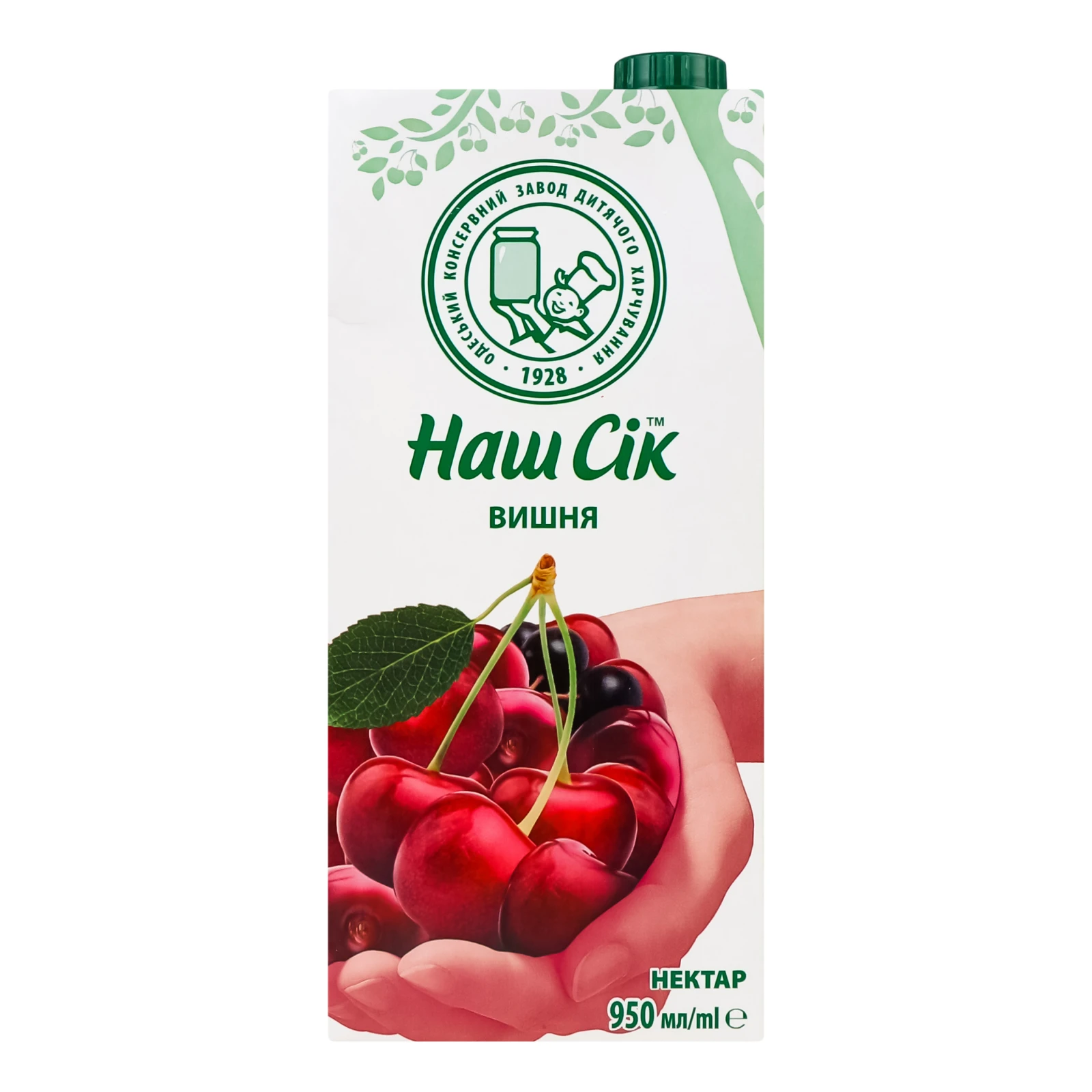 Нектар Наш сік неосвітлений пастеризований Вишня 950мл Фото №:1