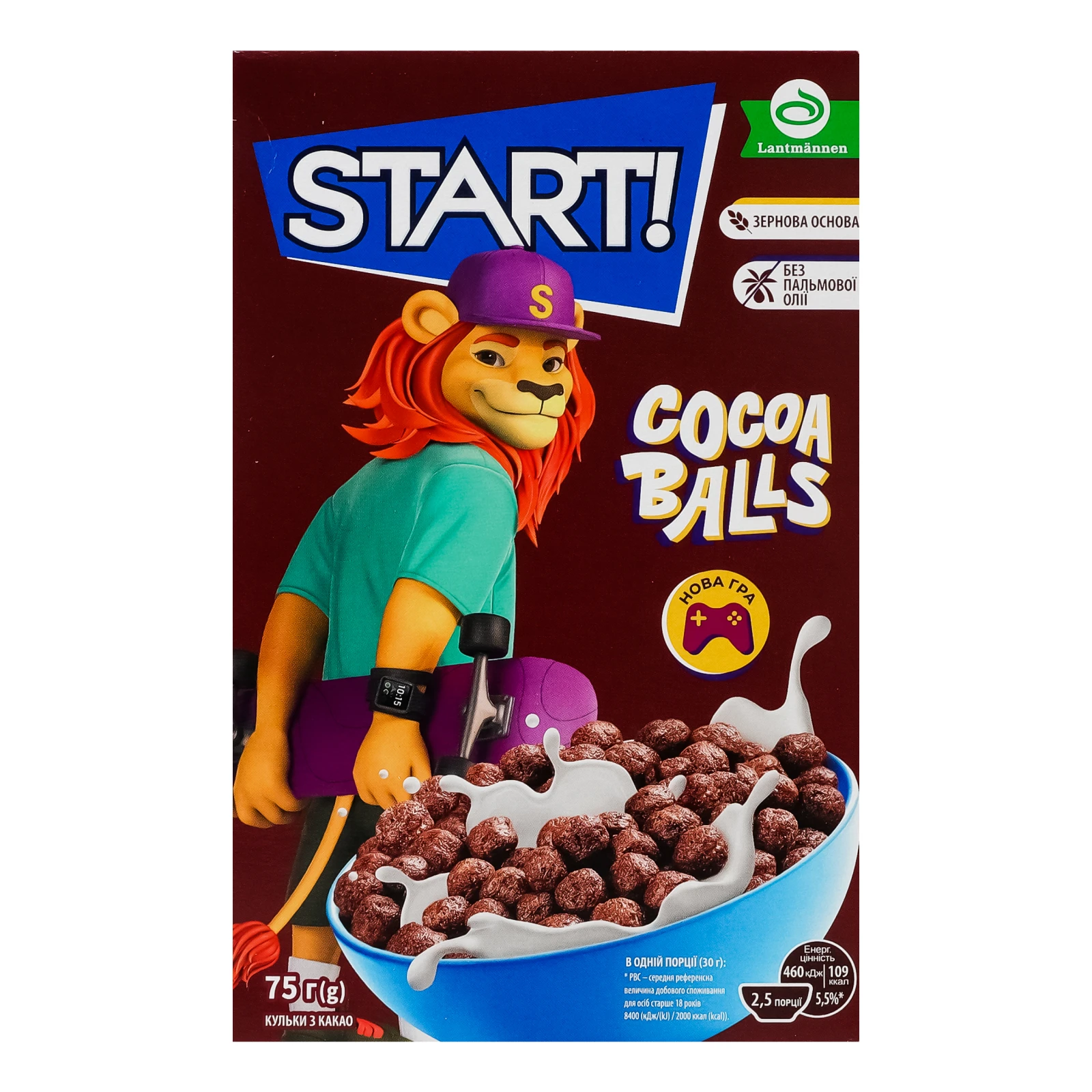 Сніданок сухий Start! кульки зернові з какао 75г Фото №:1