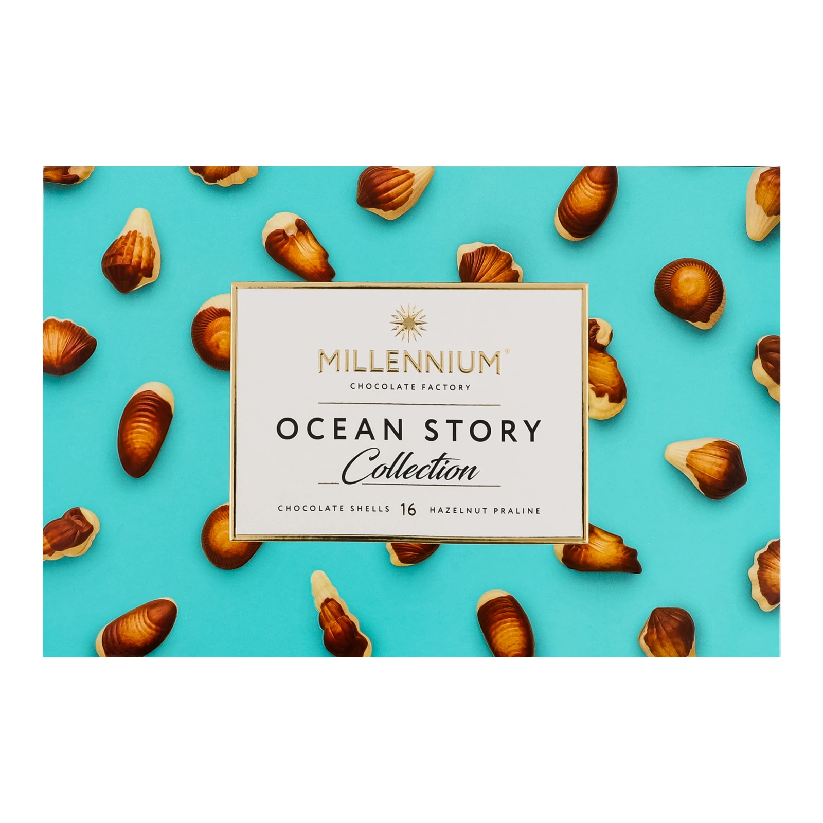 Цукерки Millennium Ocean Story шоколадні з горіховим праліне 170г Фото навігації №:1