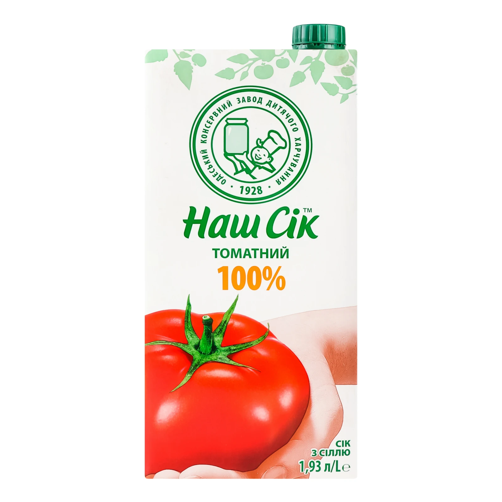 Сік Наш сік відновлений стерилізований Томатний з сіллю 1.93л Фото №:1