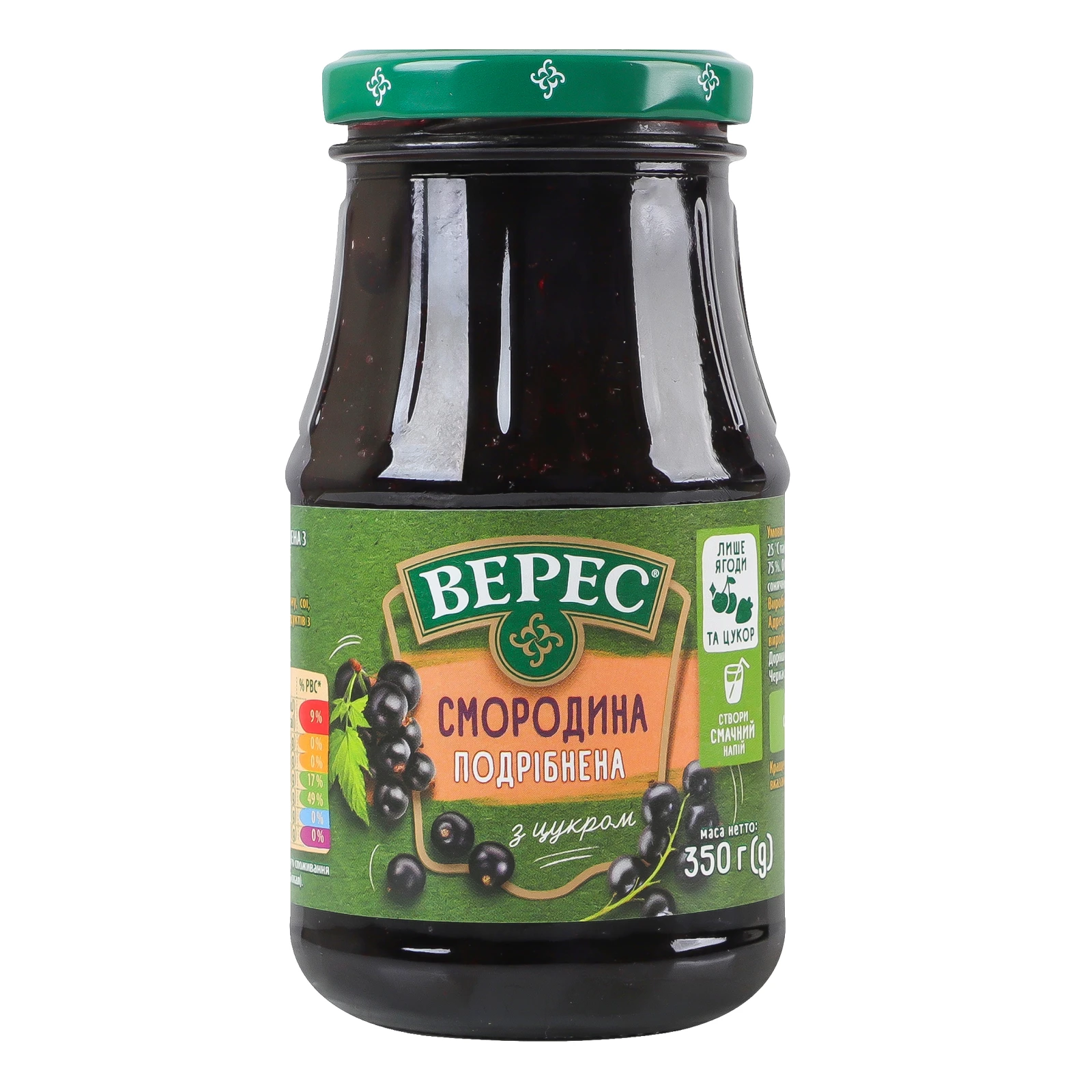 Смородина Верес подрібнена з цукром стерилізована 350г