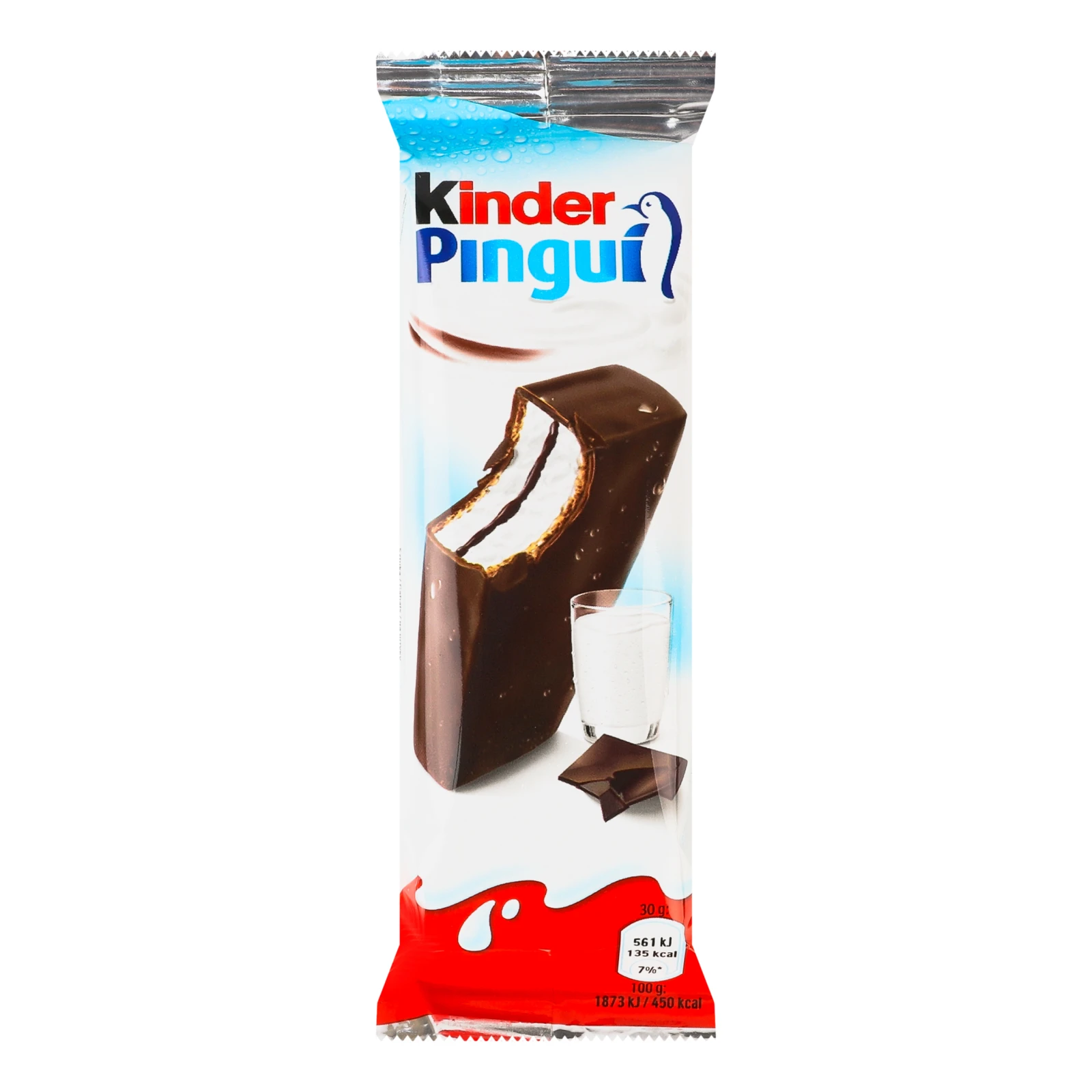 Тістечко Kinder Pingui бісквітне з шоколадом та молочною та какао начинкою 30г Фото №:1